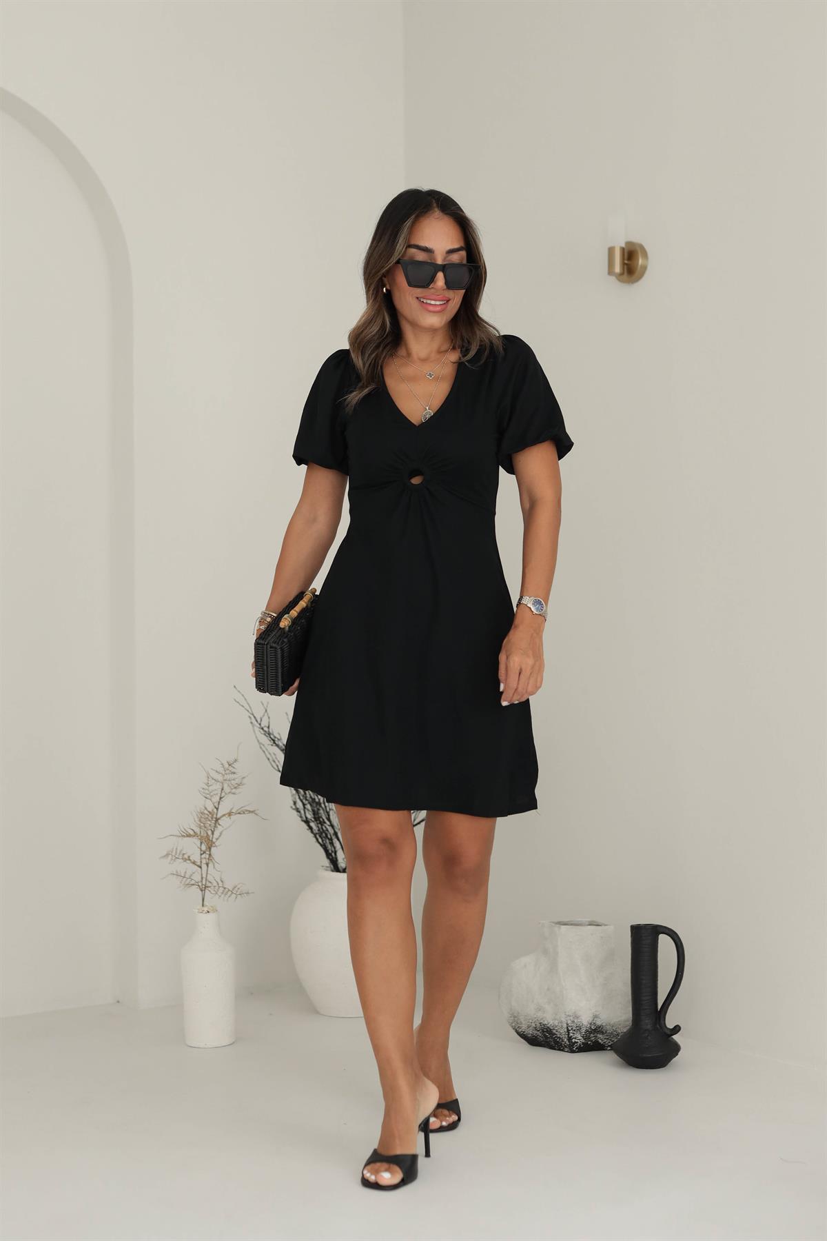 4292 Halka Detaylı Likralı Elbise