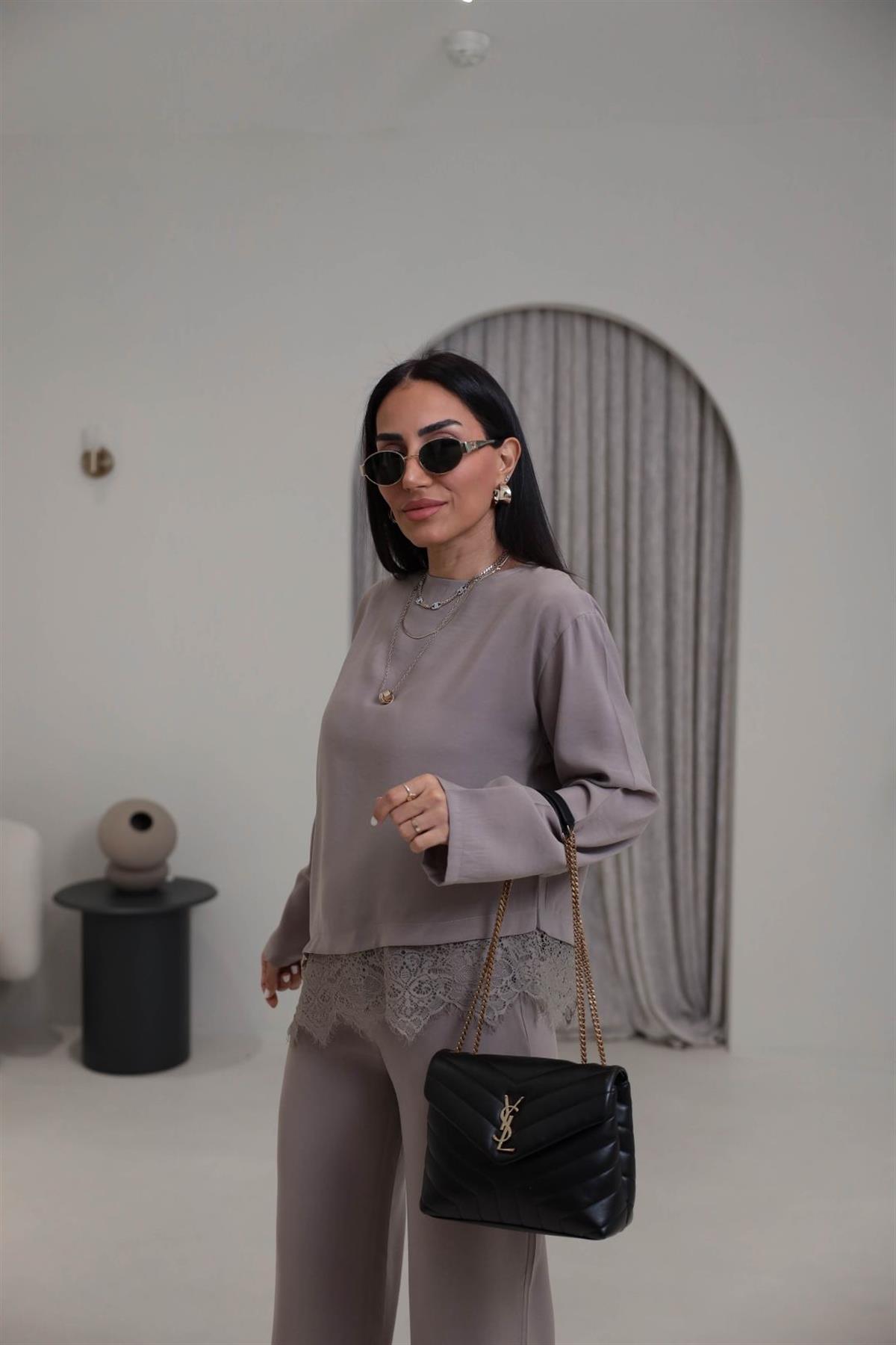 7308 Dantelli Tencel Modal Takım TAŞ