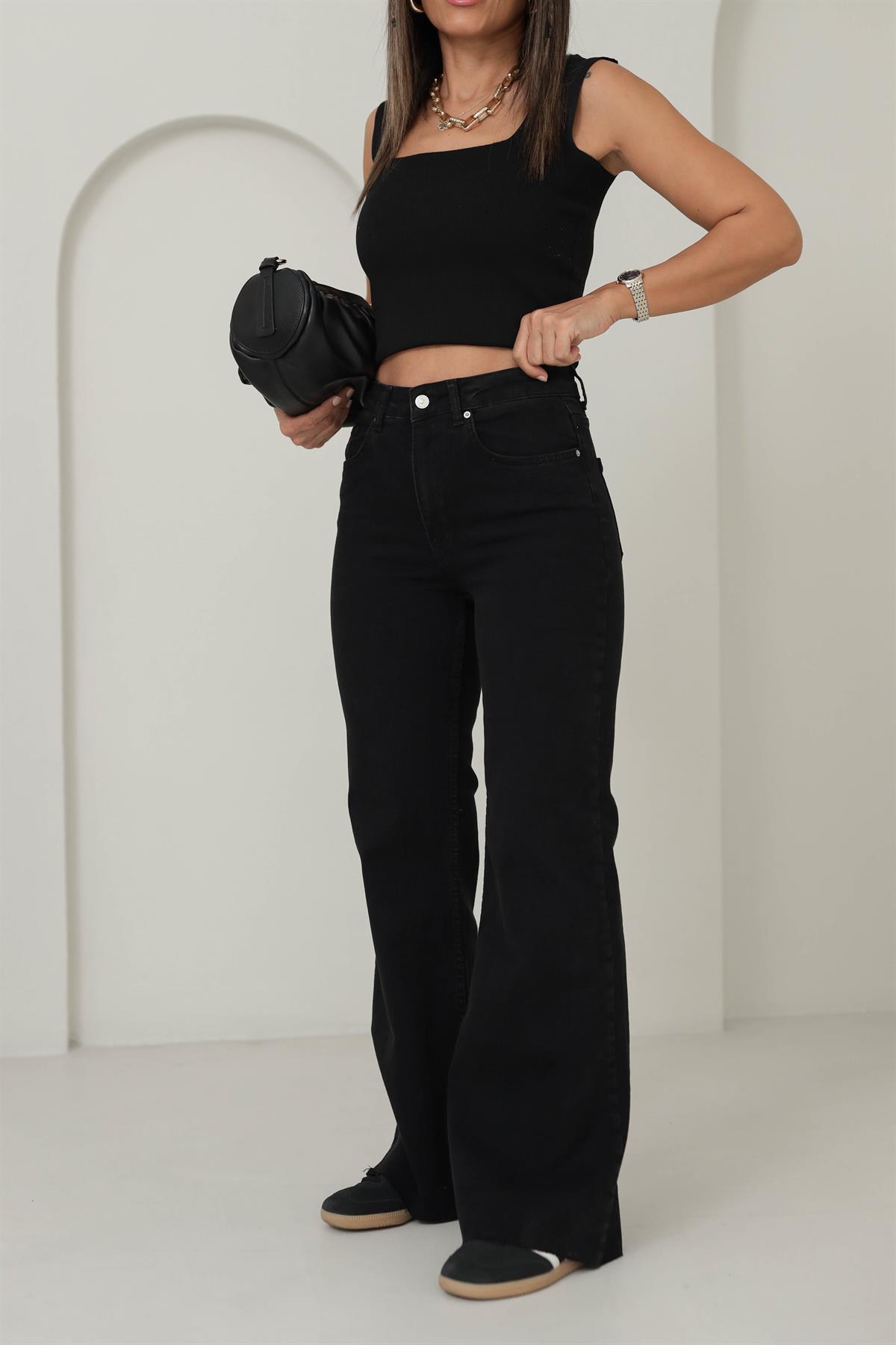 1462 Paça Ucu Dikişsiz Likralı Bol Pantolon