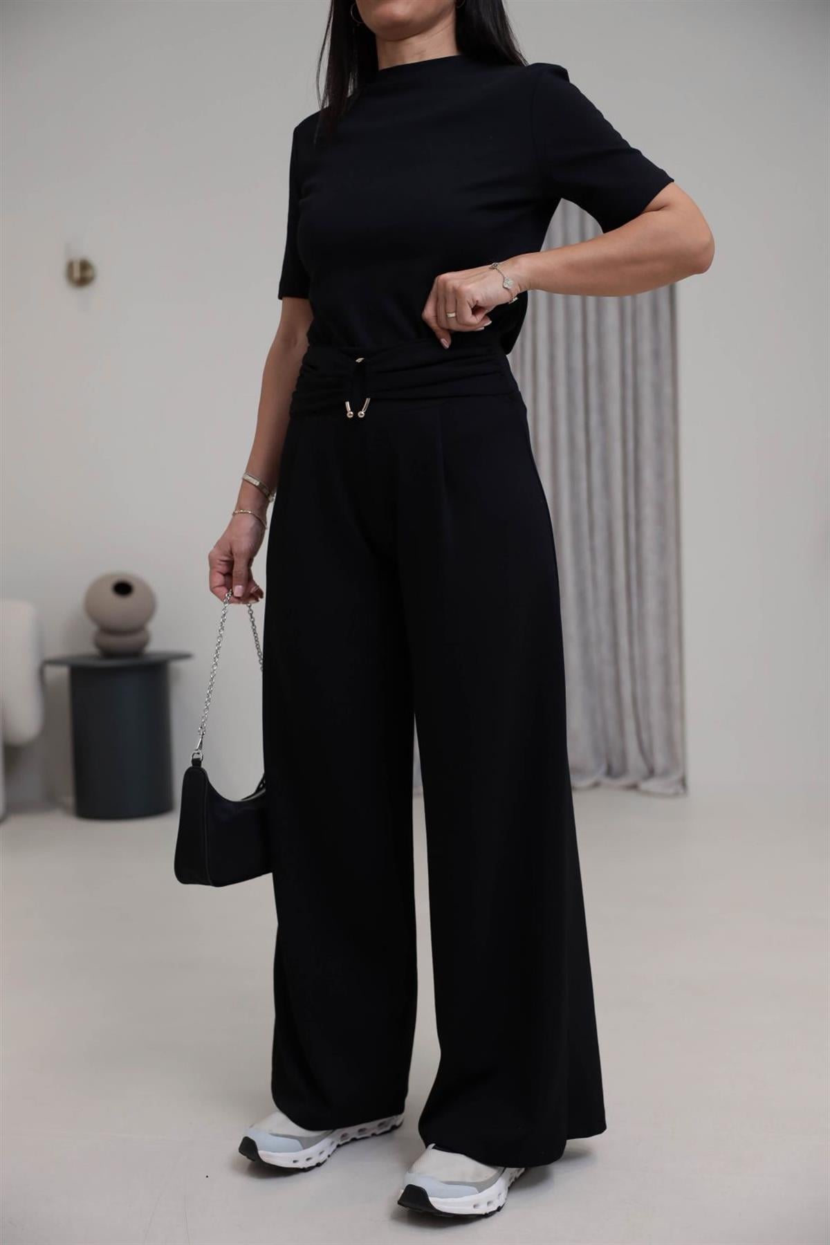 9888 Toka Detay Modal Pantolon SİYAH