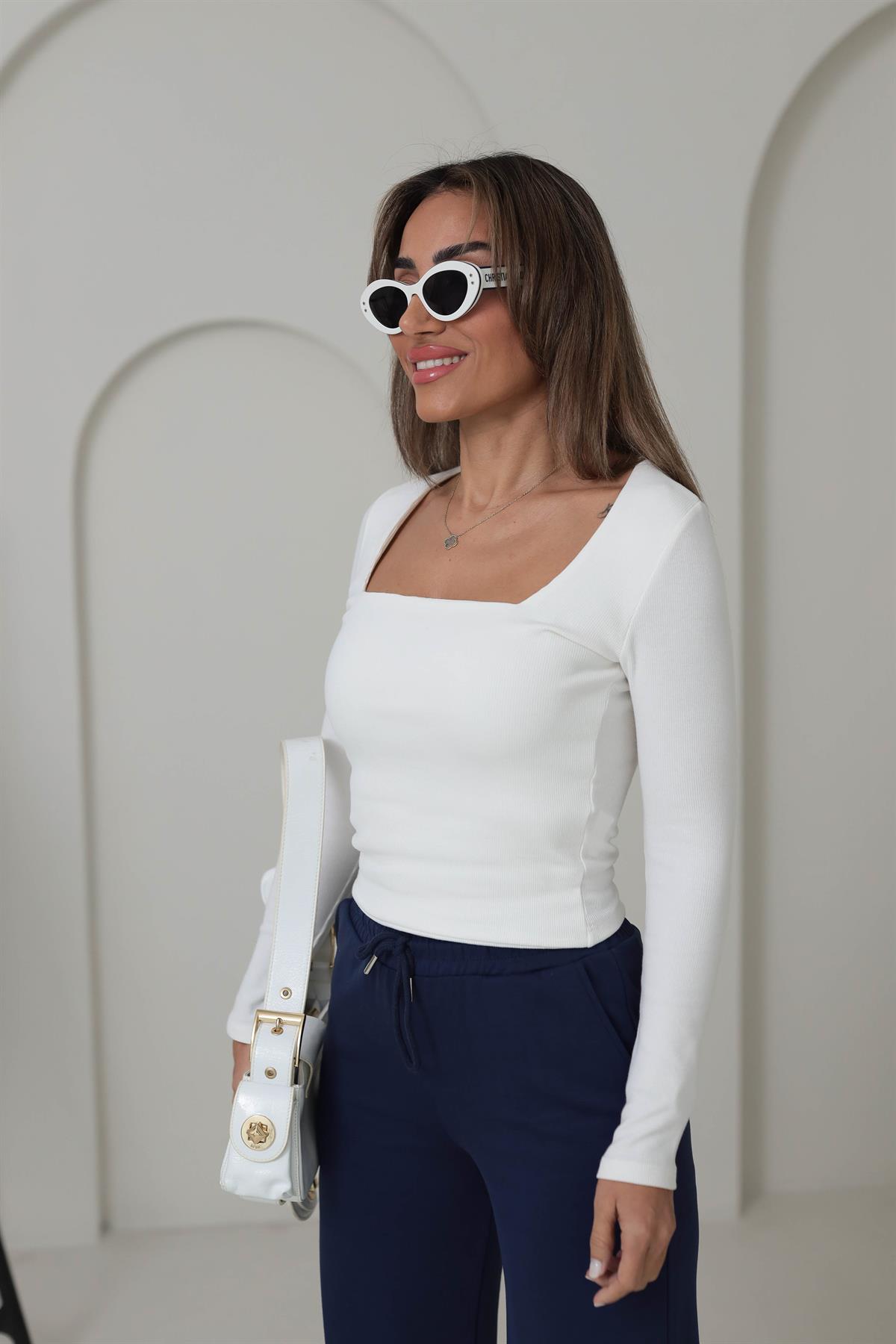 3301 Kare Yaka Kaşkorse Bluz