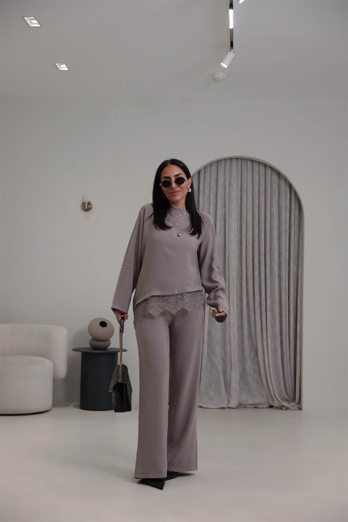 7308 Dantelli Tencel Modal Takım TAŞ