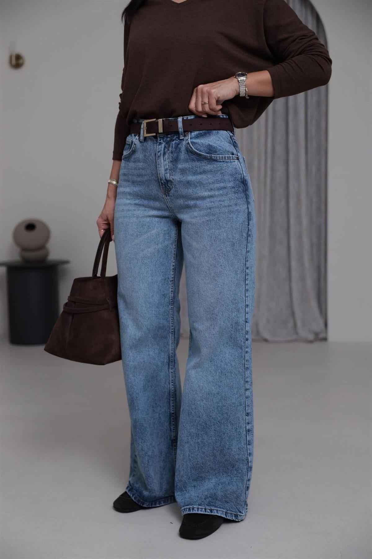 Yüksek Bel Wide Leg Jean AÇIK MAVİ