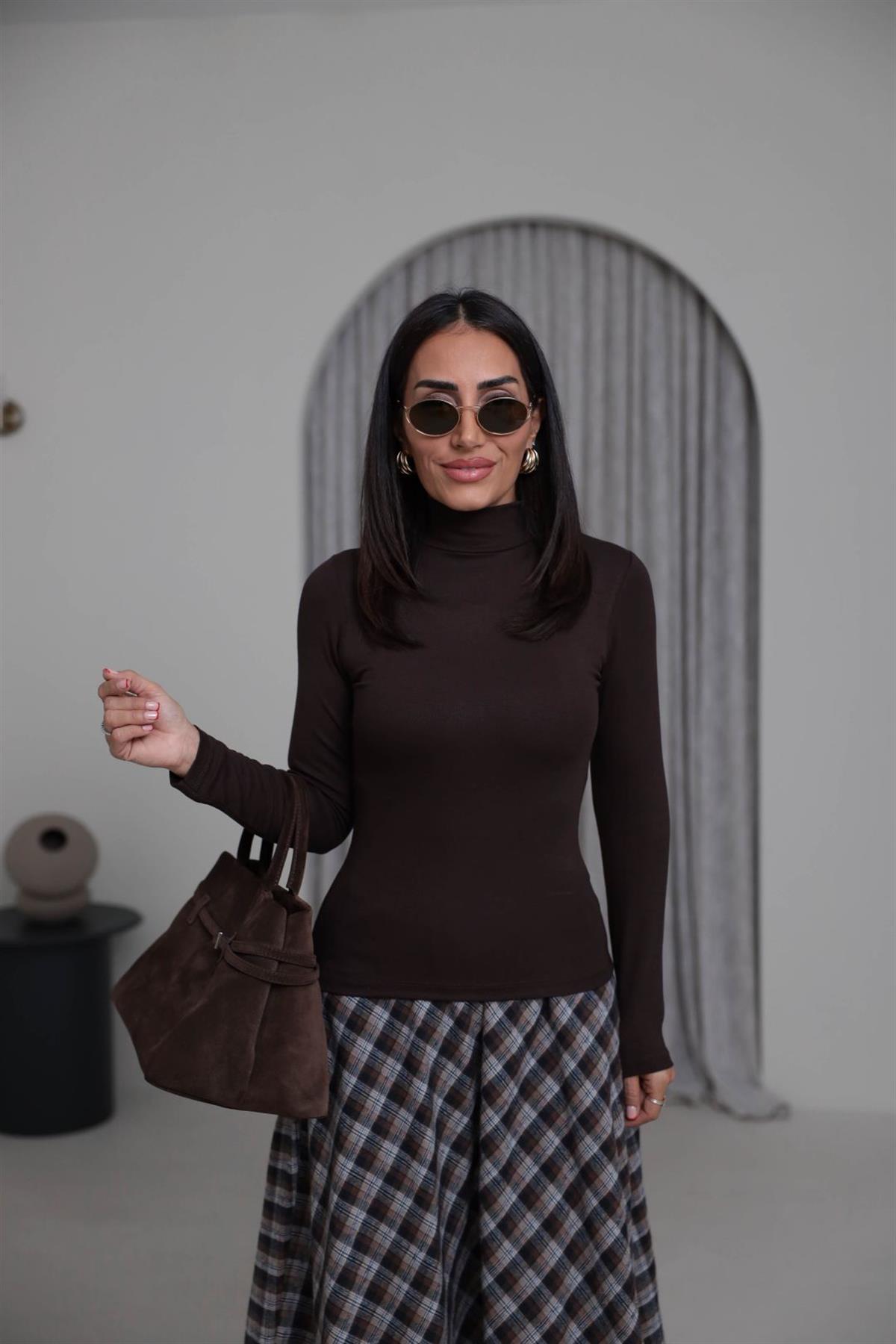 140 Balıkçı Yaka Body KAHVE