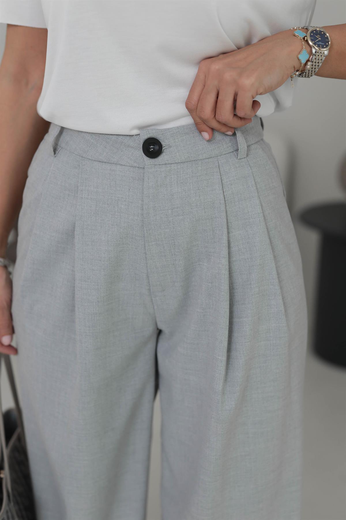 0997 Pensli Palazzo Pantolon AÇIK GRİ