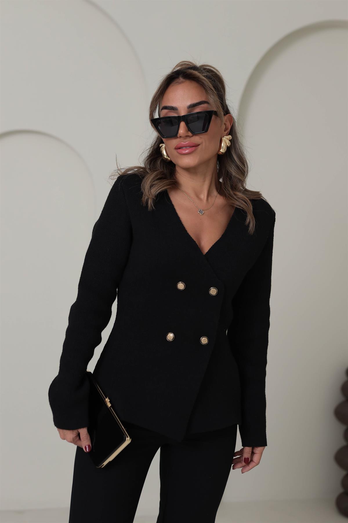 4417 Çelik Triko Hırka SİYAH