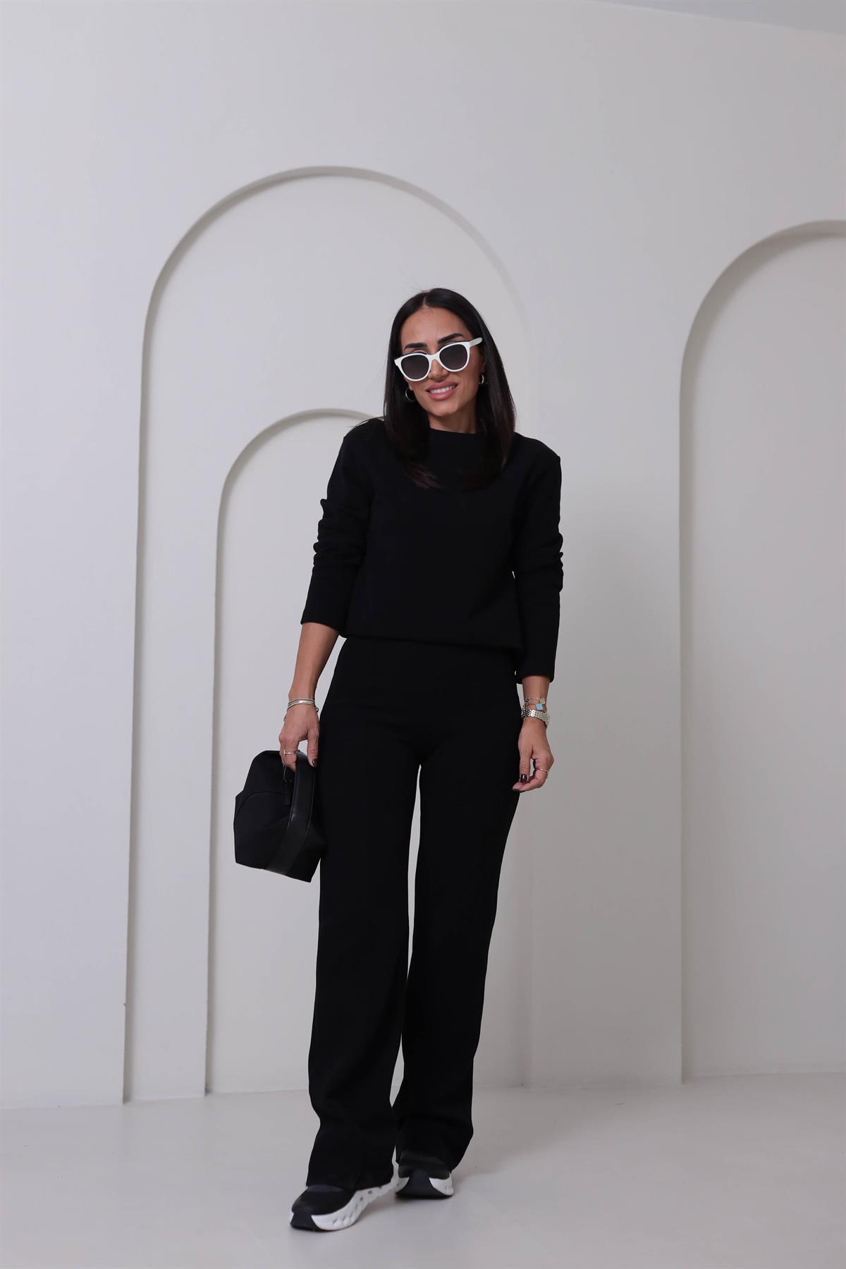 8432 Bisiklet Yaka Selanik Kumaş Takım SİYAH