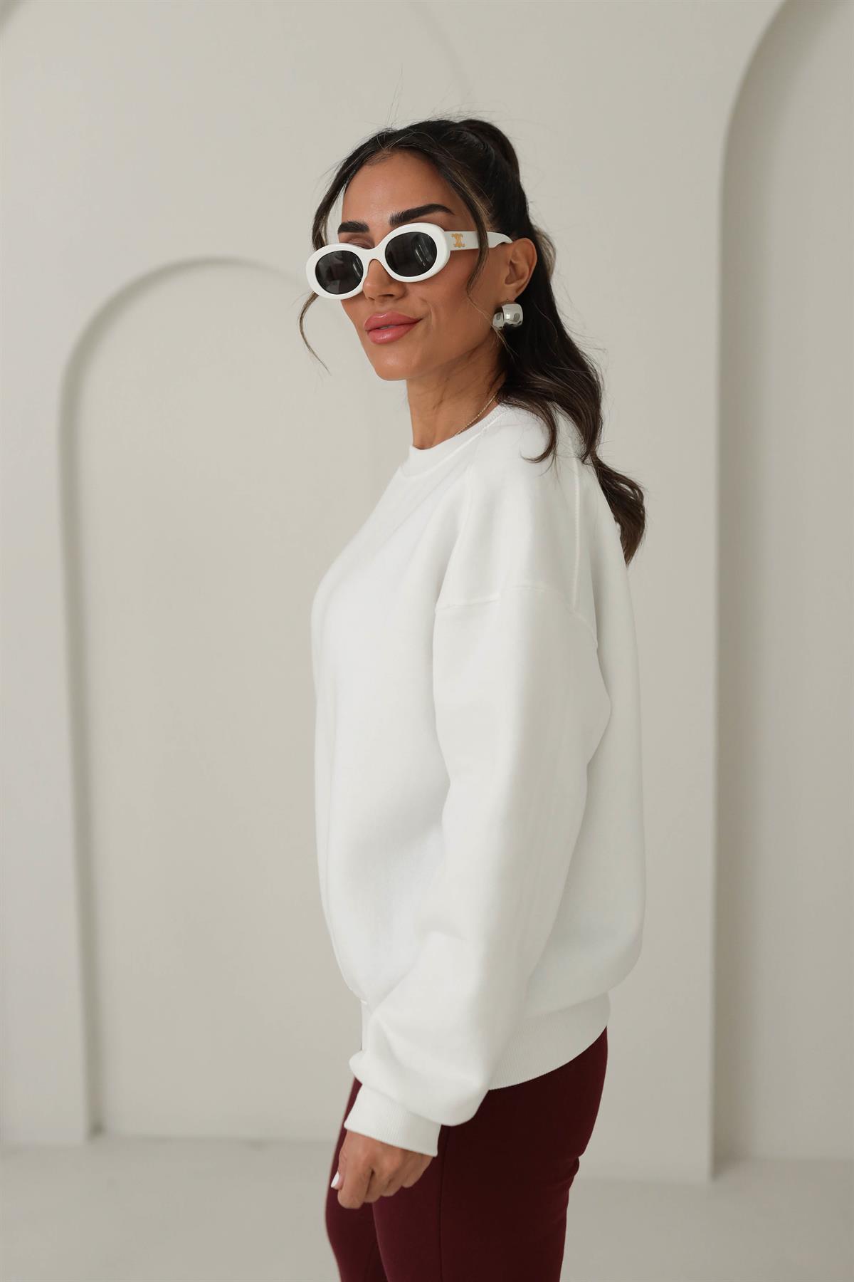 134 Bisiklet Yaka İplik Şardonlu Sweatshirt