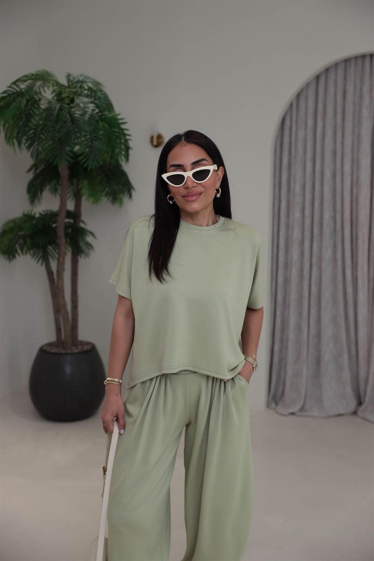 1941 Modal Kumaş Tshirt ve Şalvar Pantolon Takım MİNT