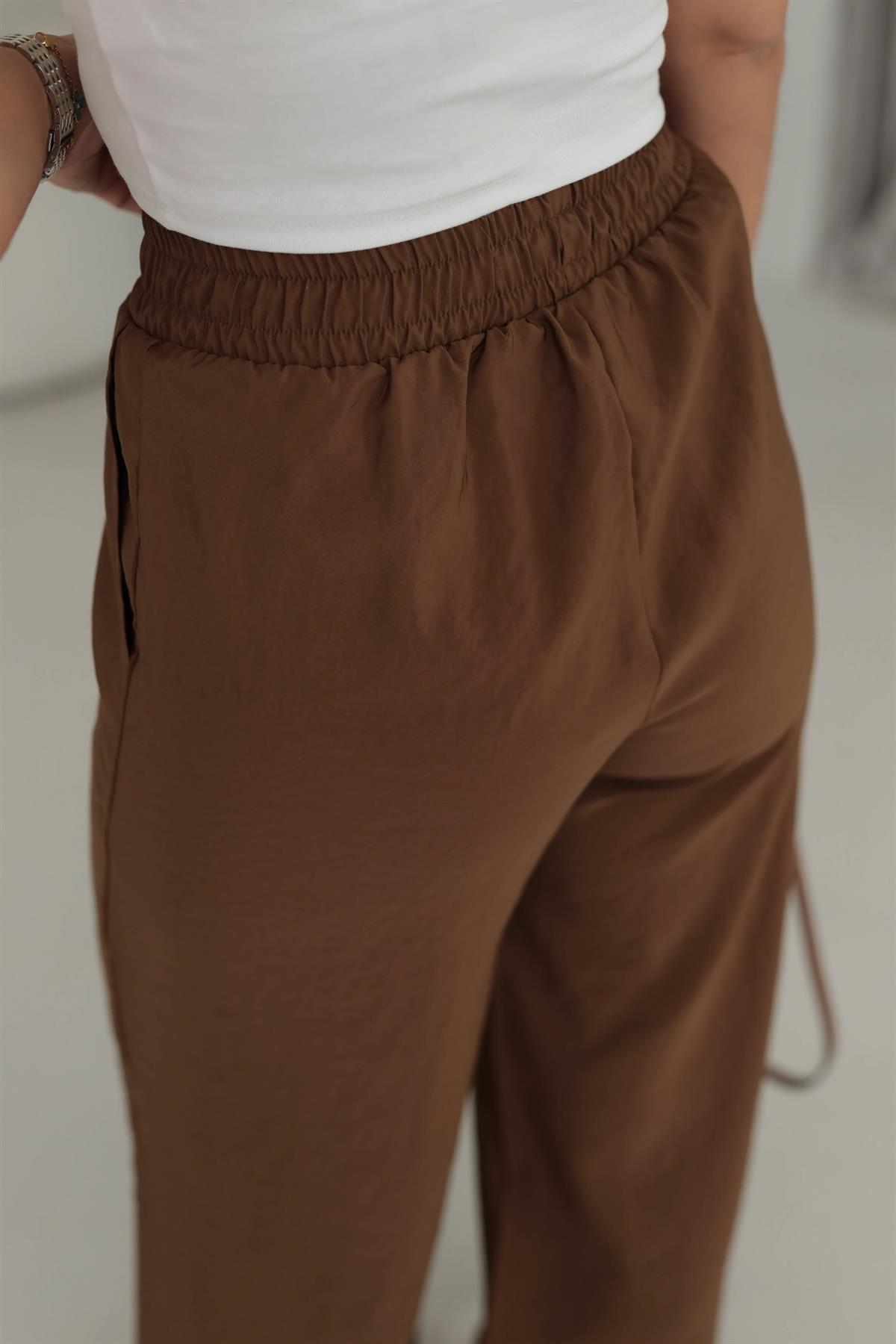 7010 Bel Lastikli Rahat Pantolon KAHVE