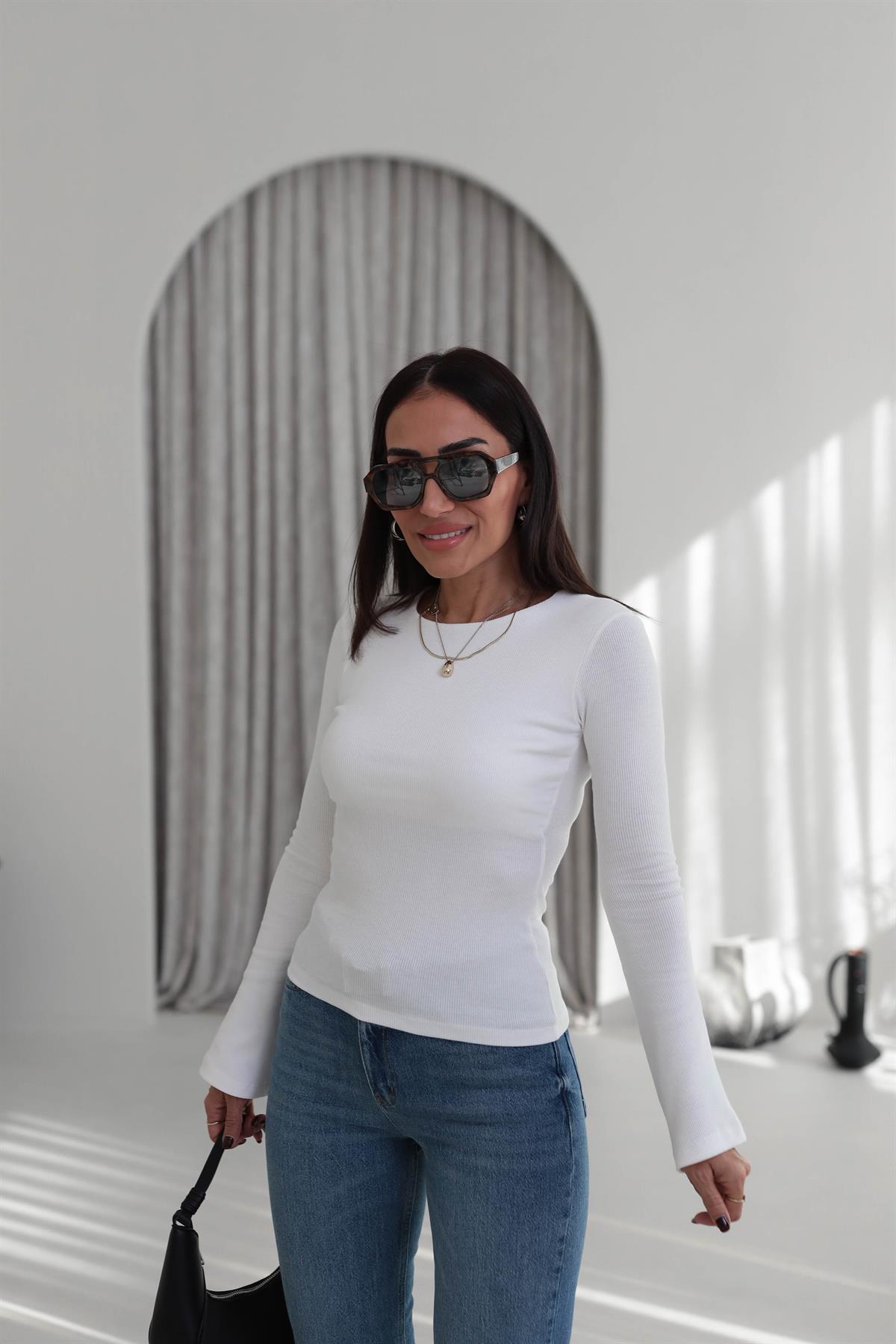 5243 İspanyol Kol Kaşkorse Bluz EKRU