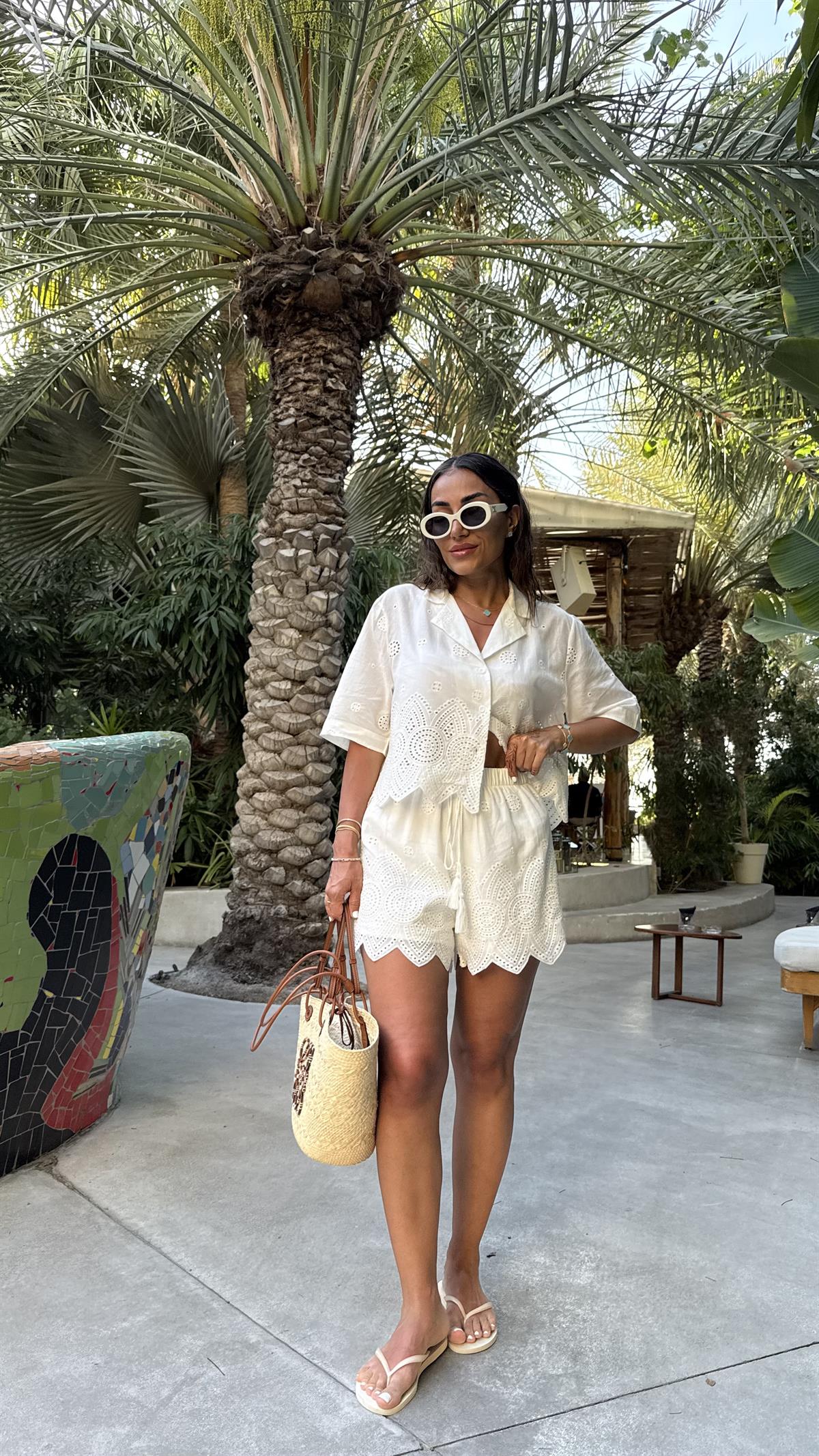 DXB Şortlu Fisto Detaylı Gömlekli Takım BEYAZ