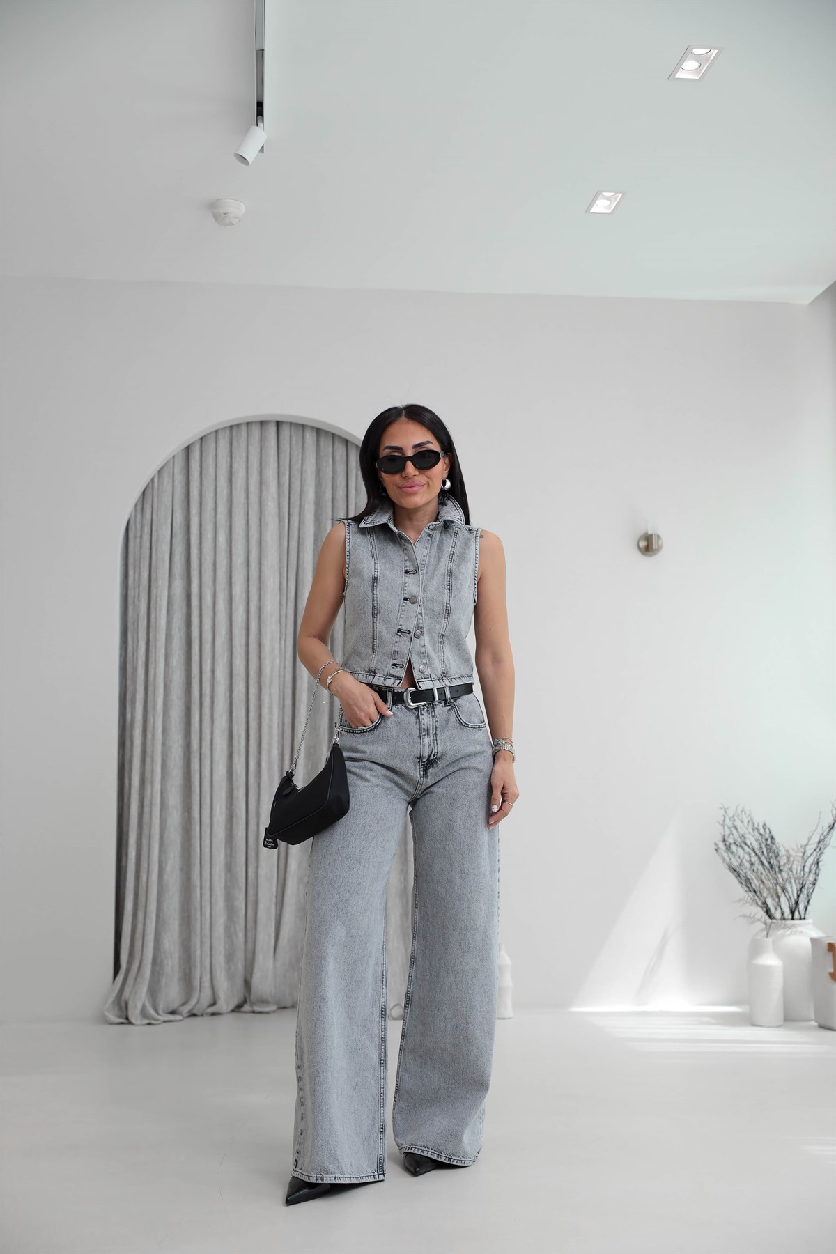 8229 Liyosel Pamuklu Denim Takım AÇIK GRİ