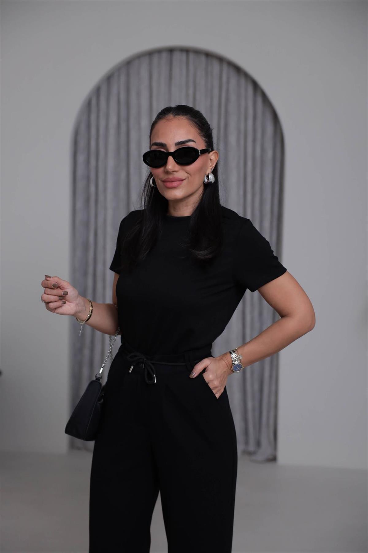 1120 Bisiklet Yaka Kısa Modal Tshirt SİYAH