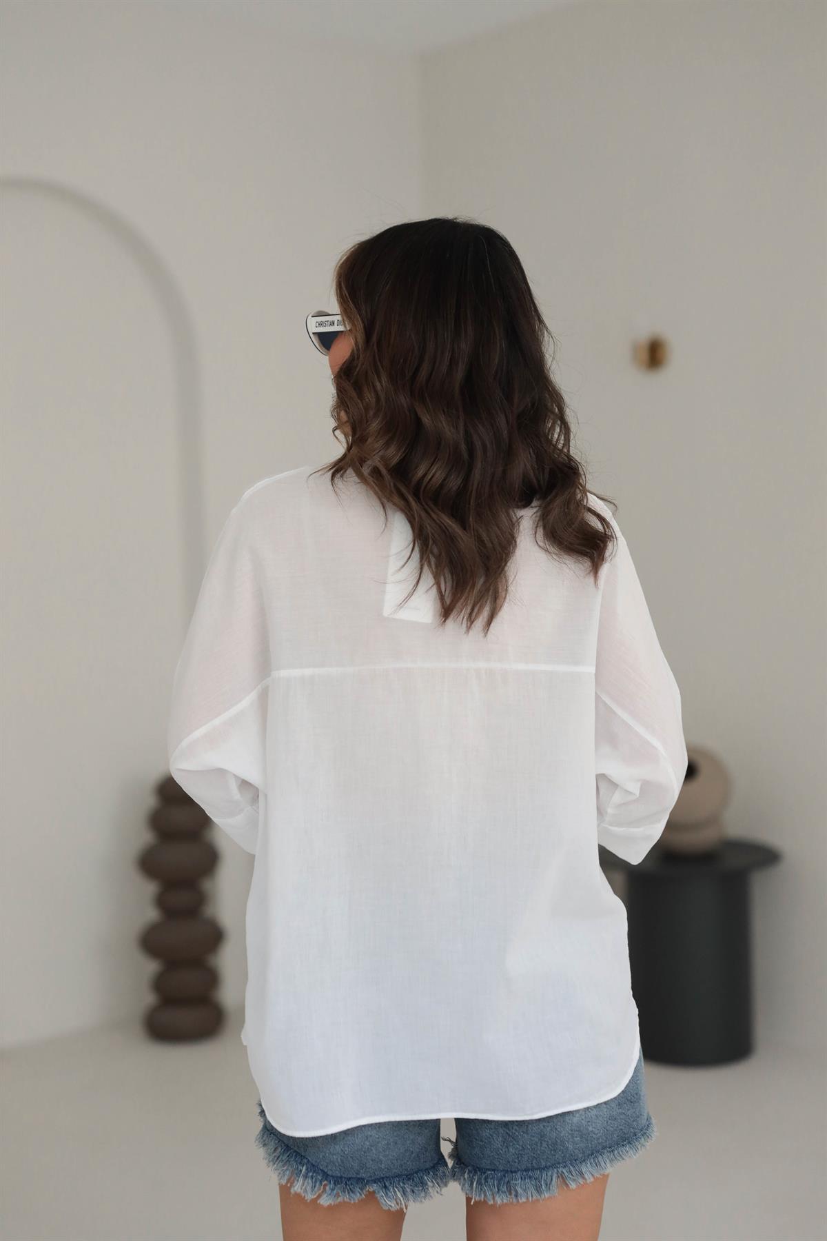 4309 Pamuklu Cep Detaylı Gömlek