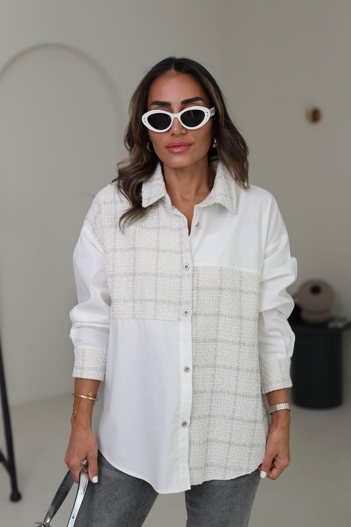 9075 Tüvit Garnili Poplin Gömlek Ceket