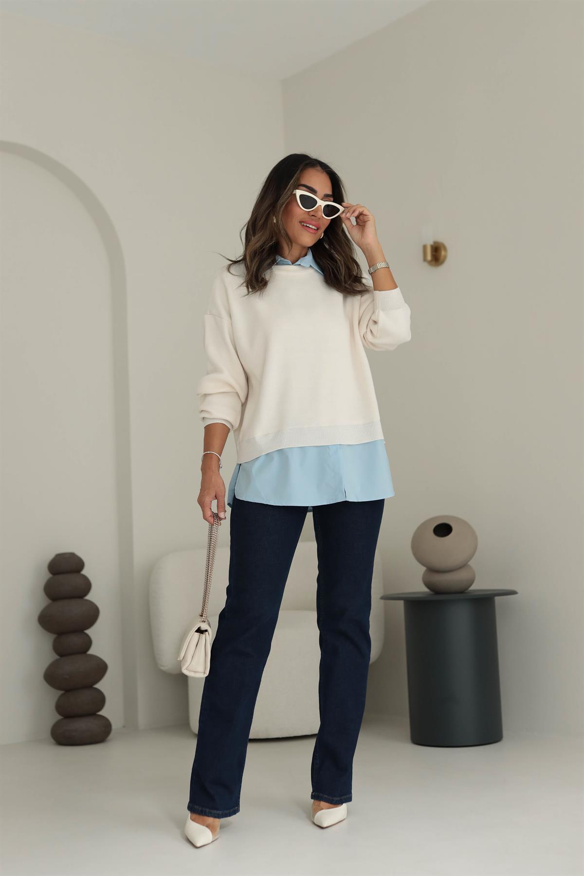 4597 Likralı Düz Kesim Jean Pantolon KOYU LACİ