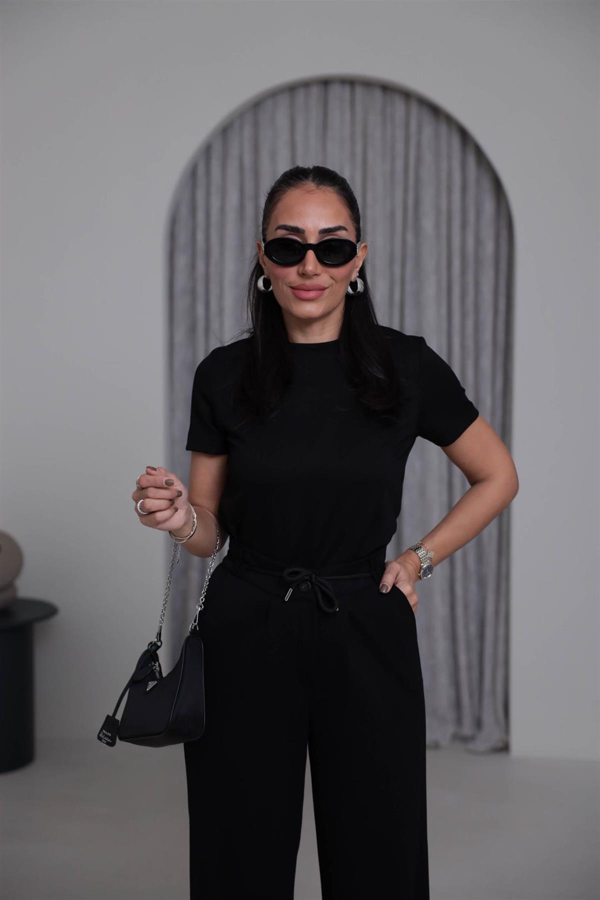 1120 Bisiklet Yaka Kısa Modal Tshirt SİYAH