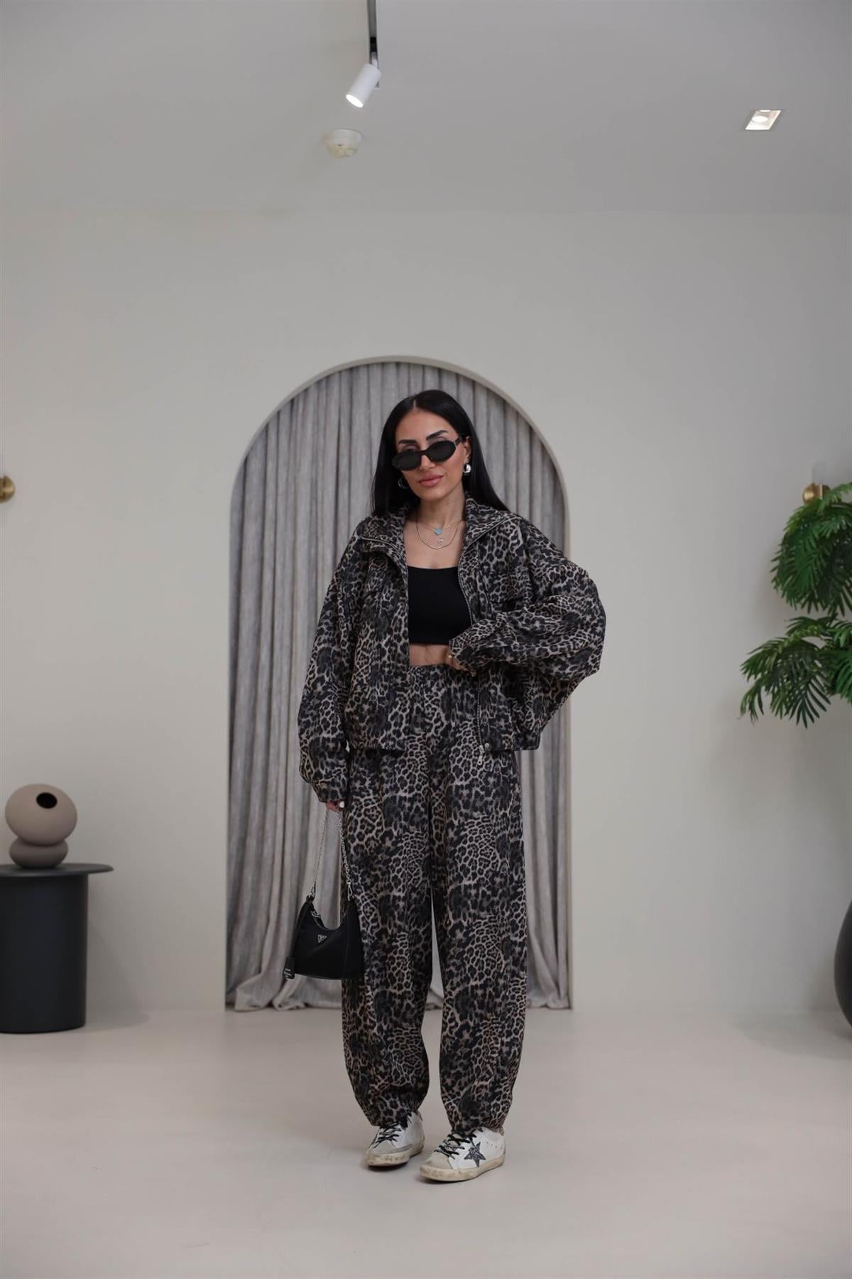 Cepli Fermuarlı Simli Tok Scuba Takım LEOPAR