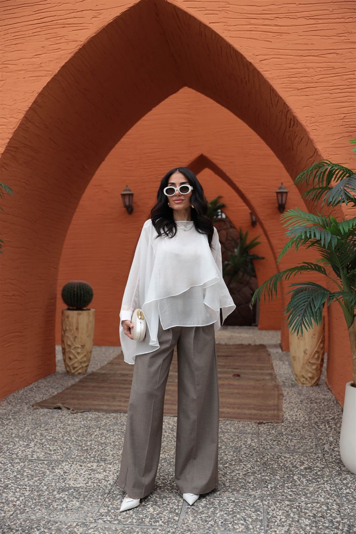 7363 Önü Pileli Geniş Paça Pantolon KAHVE