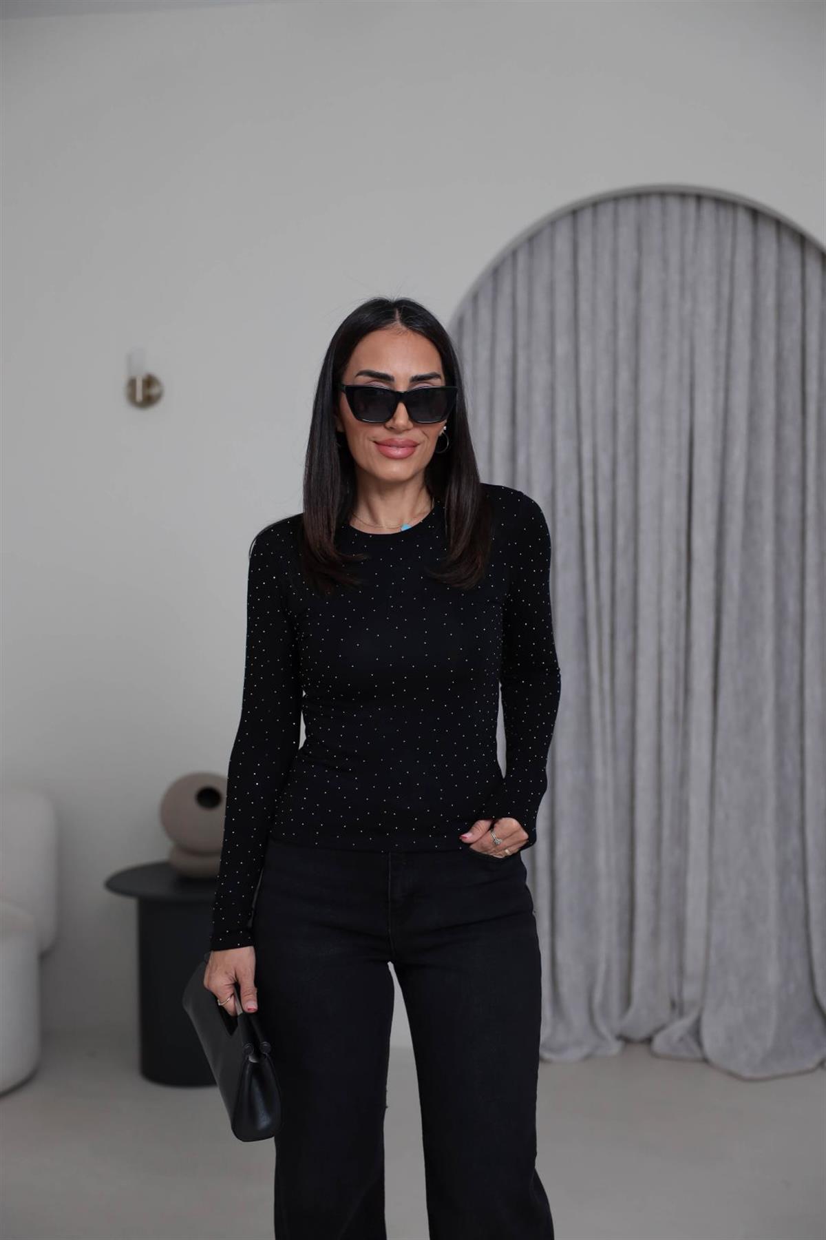 139-1 Taşlı Body SİYAH