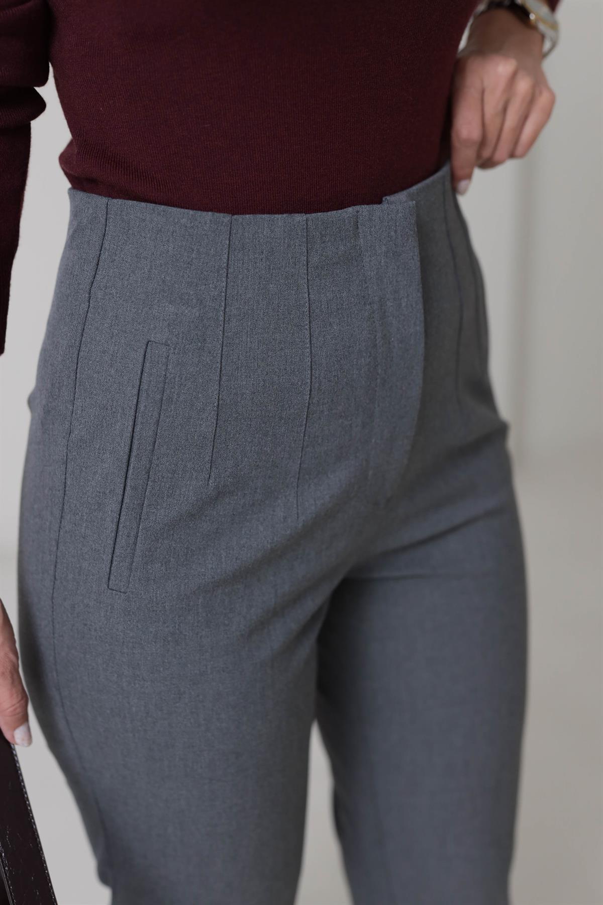 U5113-K Önü Flotalı Kumaş Pantolon ORTA GRİ