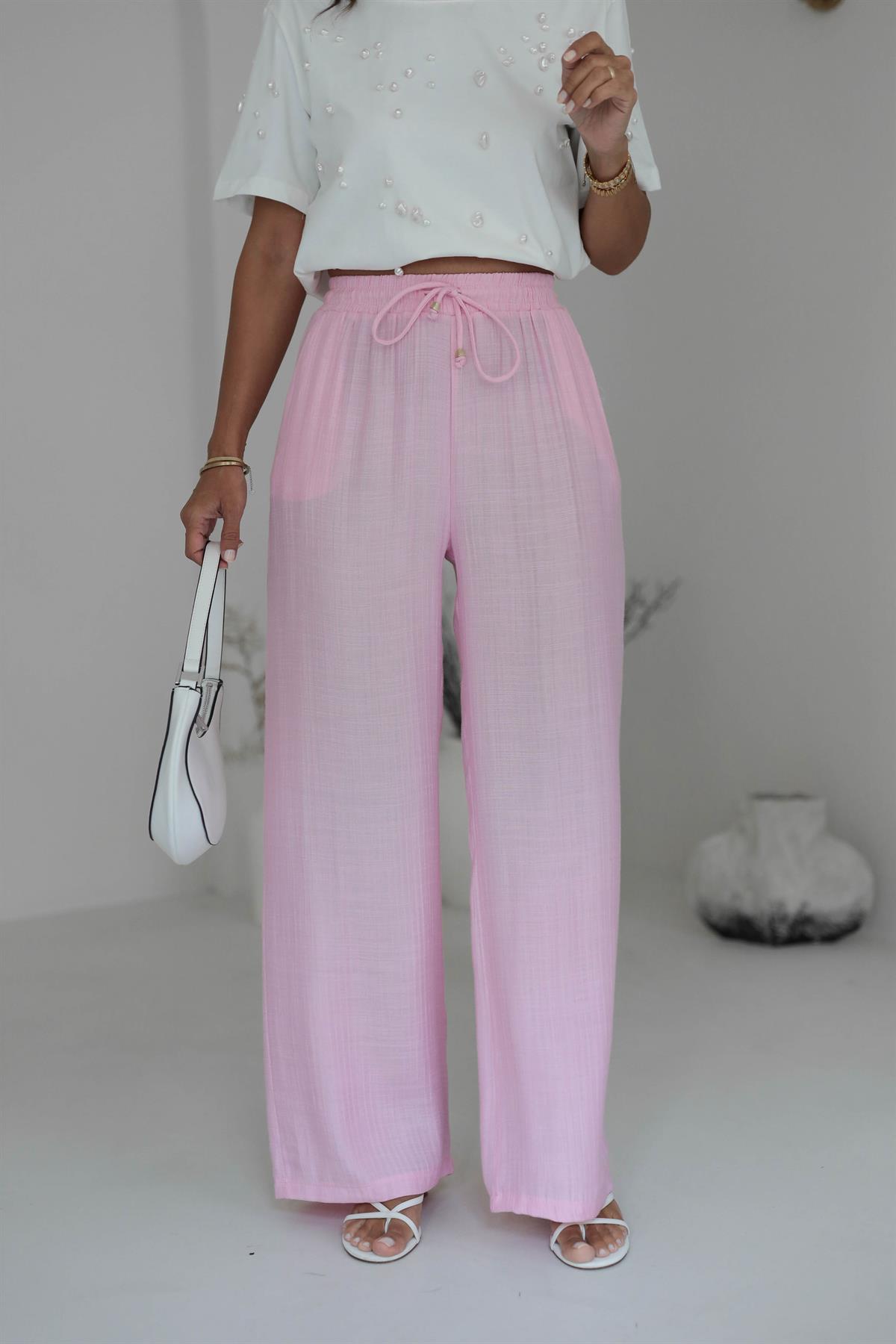 1339 Bel Lastikli Bol Kalıp Pantolon