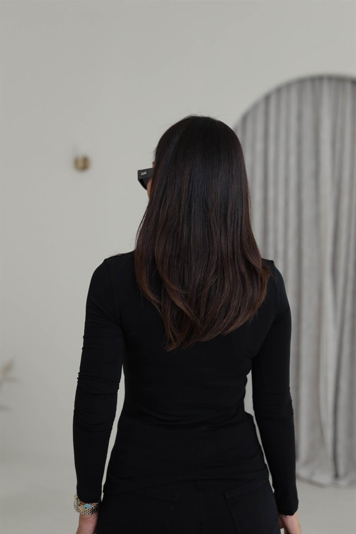 4151 Likralı Koton Çift Katlı Body SİYAH