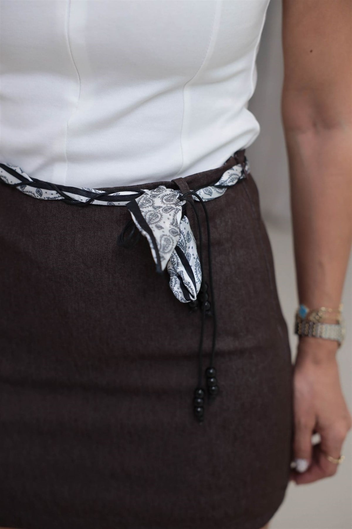 1662 Fular Kemerli Etek KAHVE