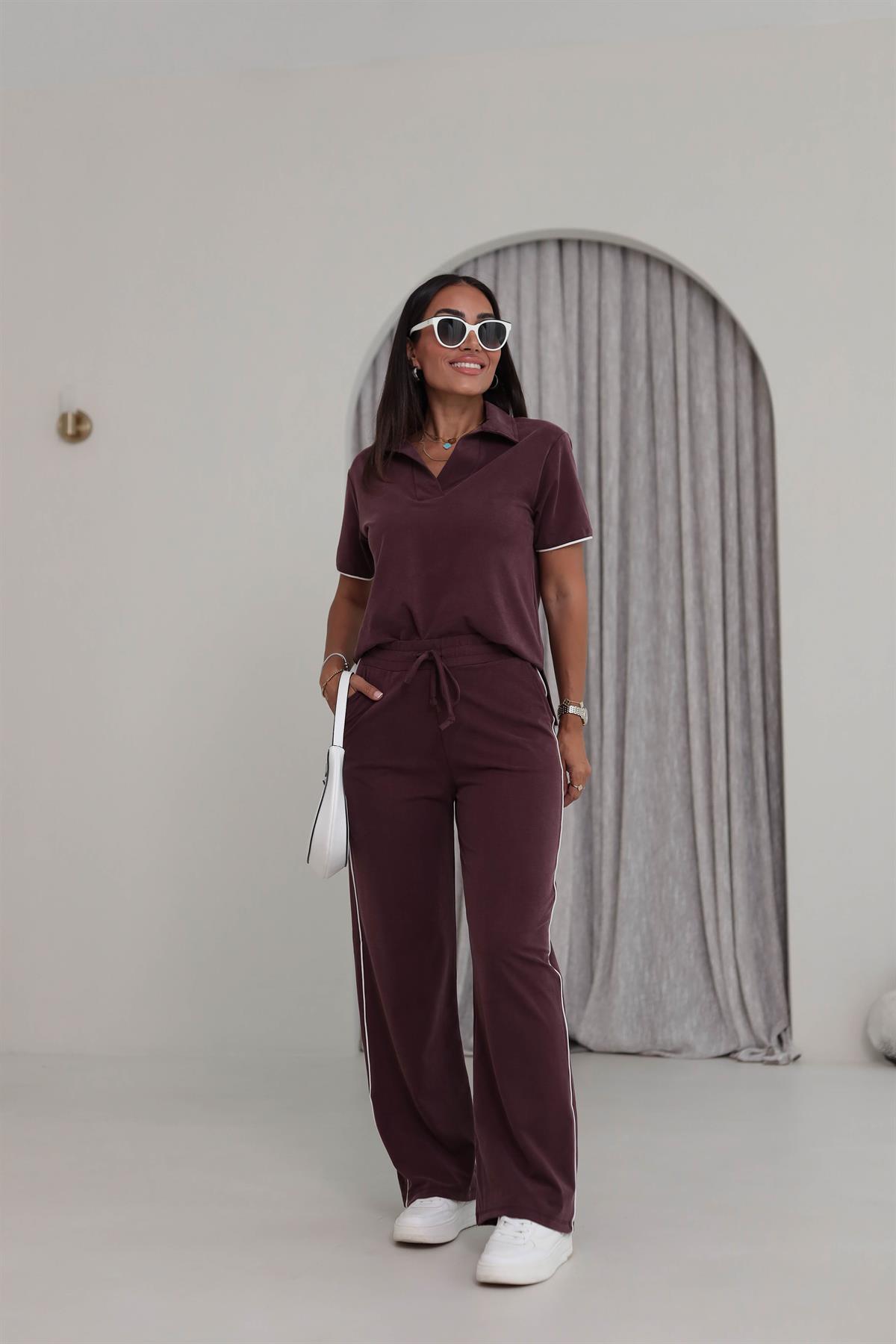 Polo Yaka Biyeli Pike Modal Takım MÜRDÜM