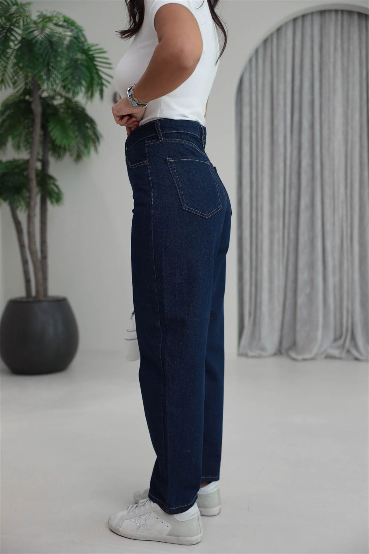 4186 Yüksek Bel Bilek Boy Jean LACİVERT