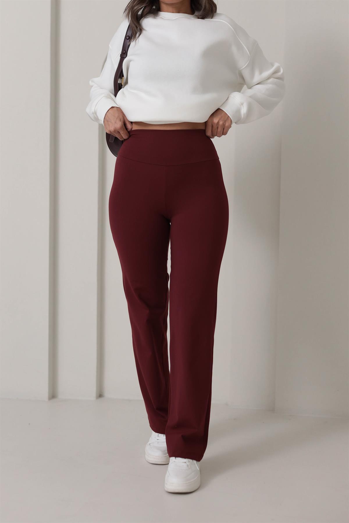 Oys Yüksek Bel Flare Pantolon BORDO