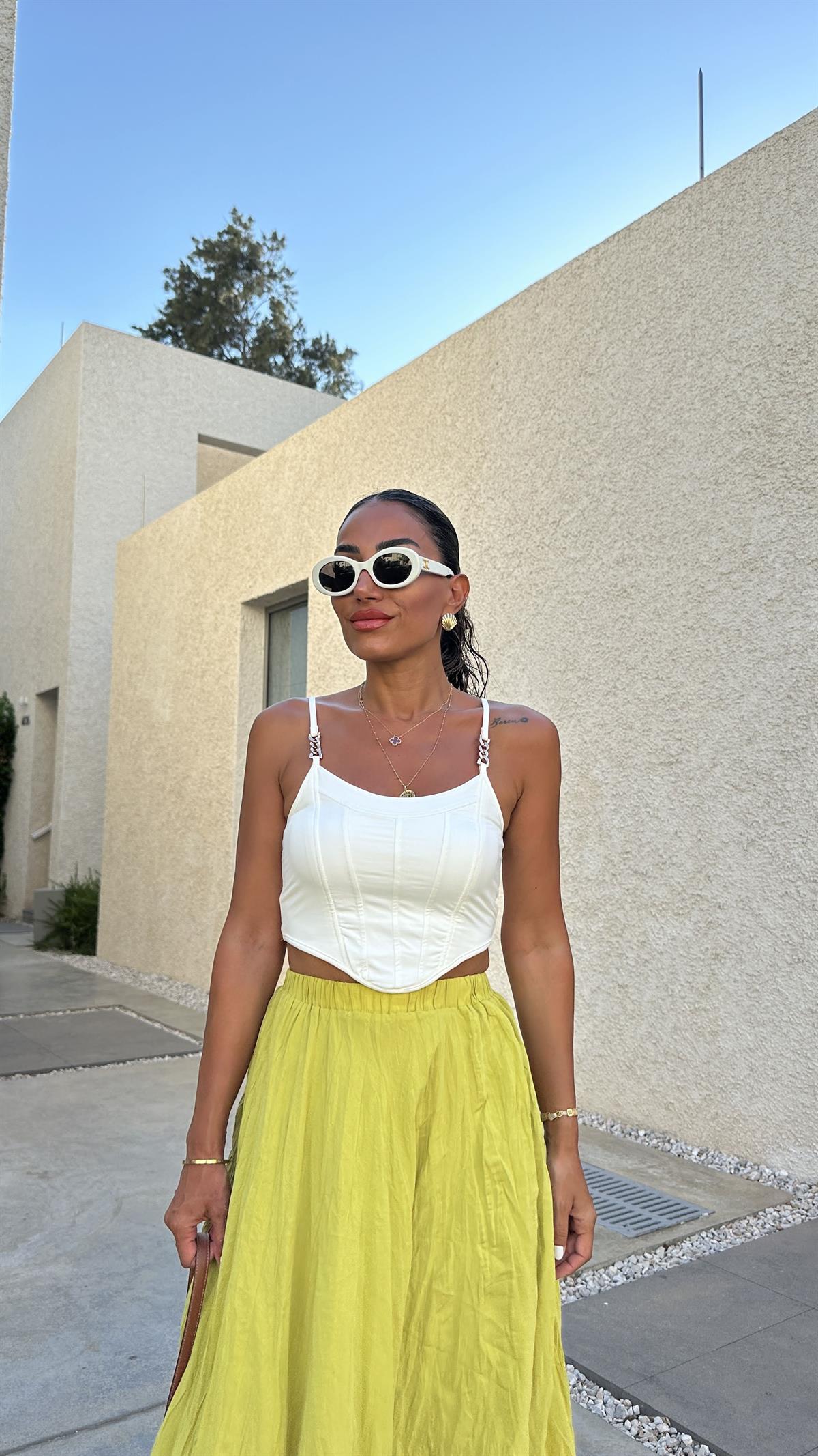 6156 Zincir Detaylı İp Askılı Crop