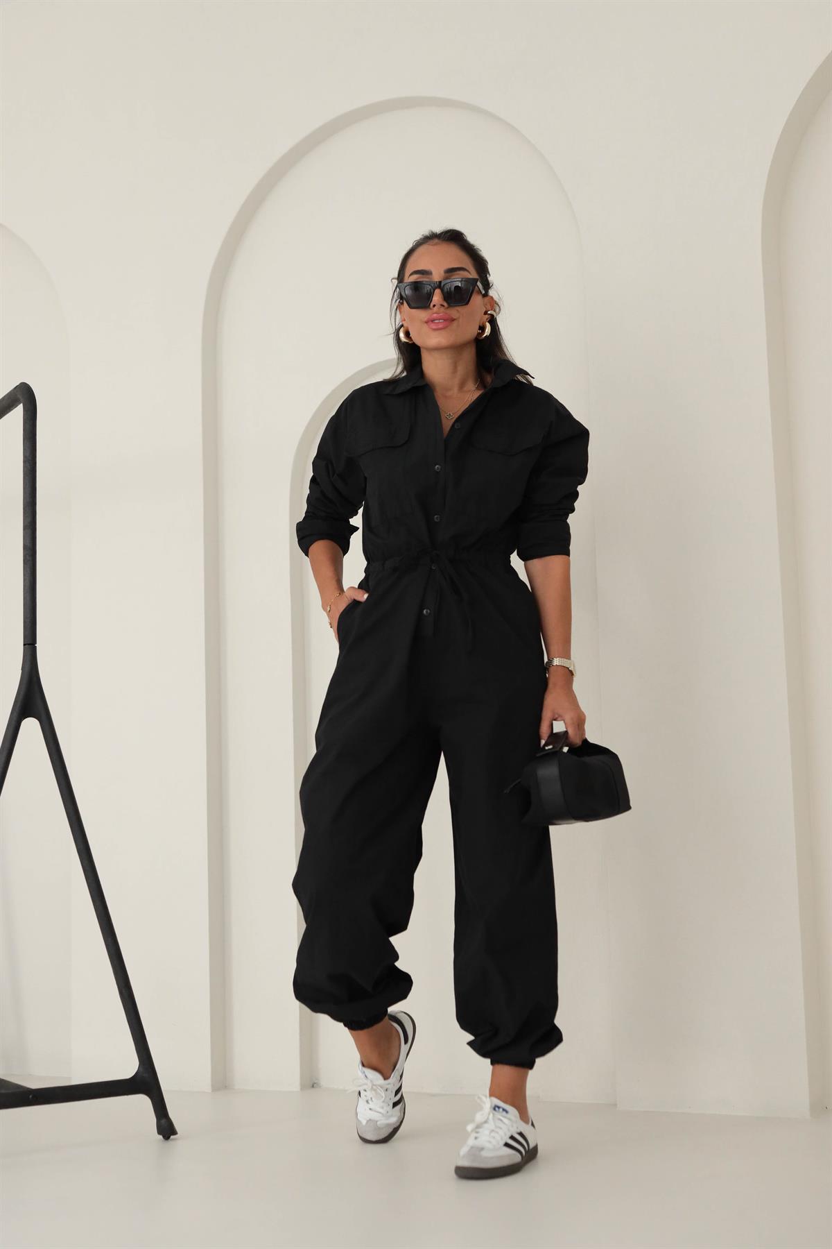 1348 Belden Büzgülü Rahat Tulum SİYAH