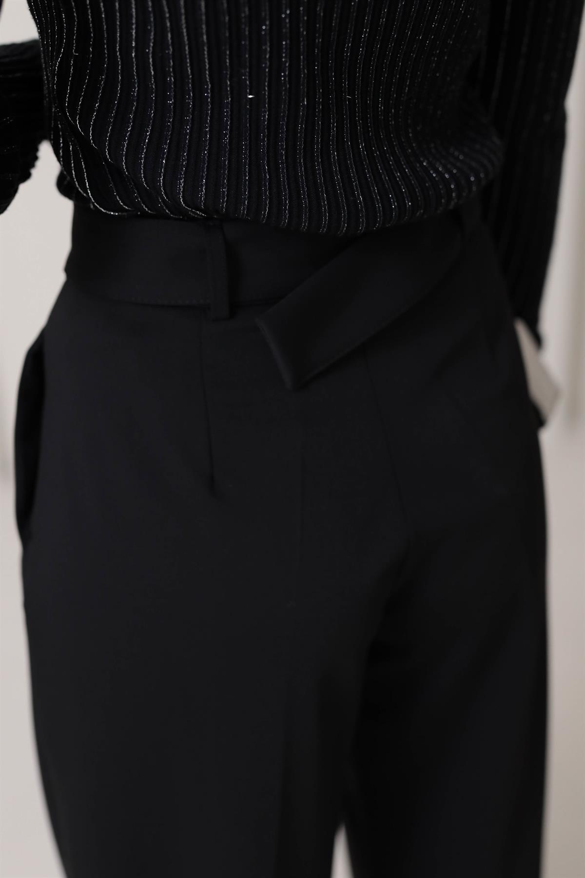 6460 Kemeri Tokalı Pantolon SİYAH