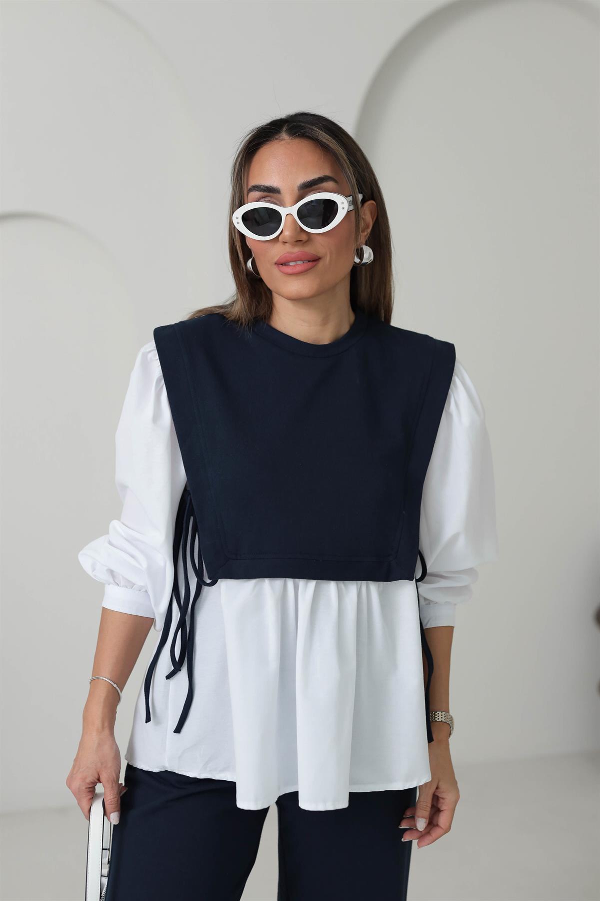 Poplin Kumaş Detaylı Takım LACİVERT