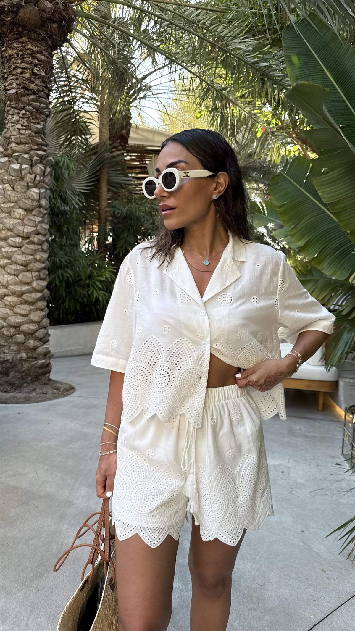 DXB Şortlu Fisto Detaylı Gömlekli Takım BEYAZ