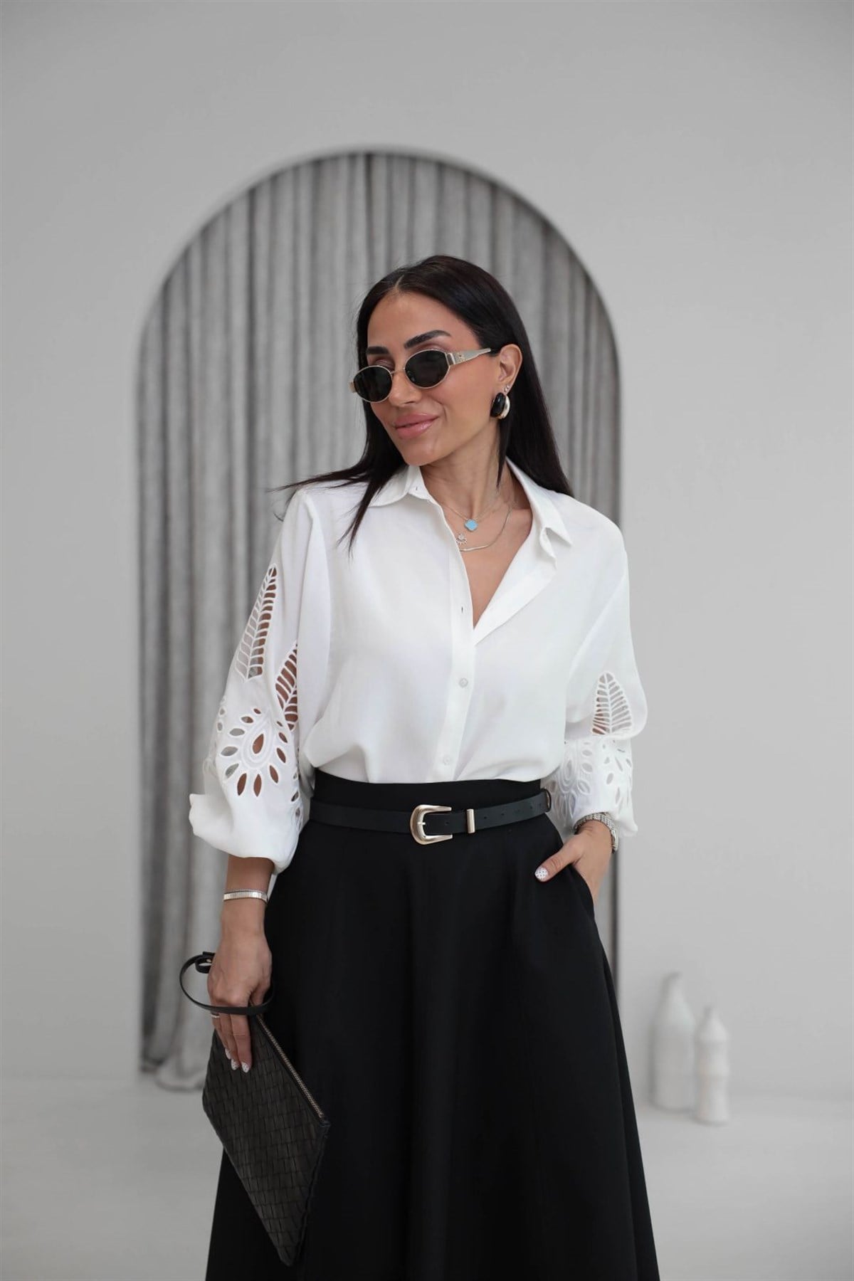 Kolları Fisto Detaylı Gömlek EKRU