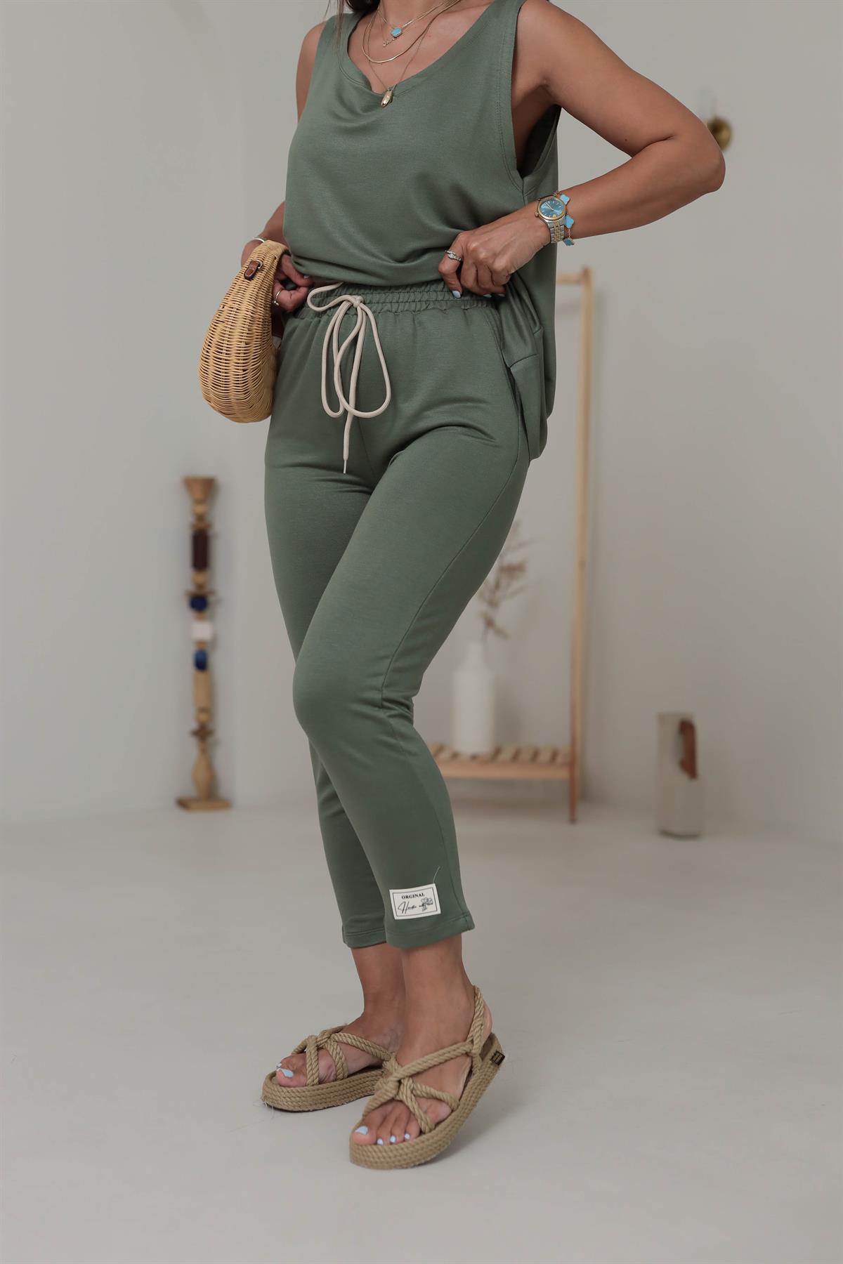 3191 Sıfır Kol Armalı Rahat Takım HAKİ YEŞİL