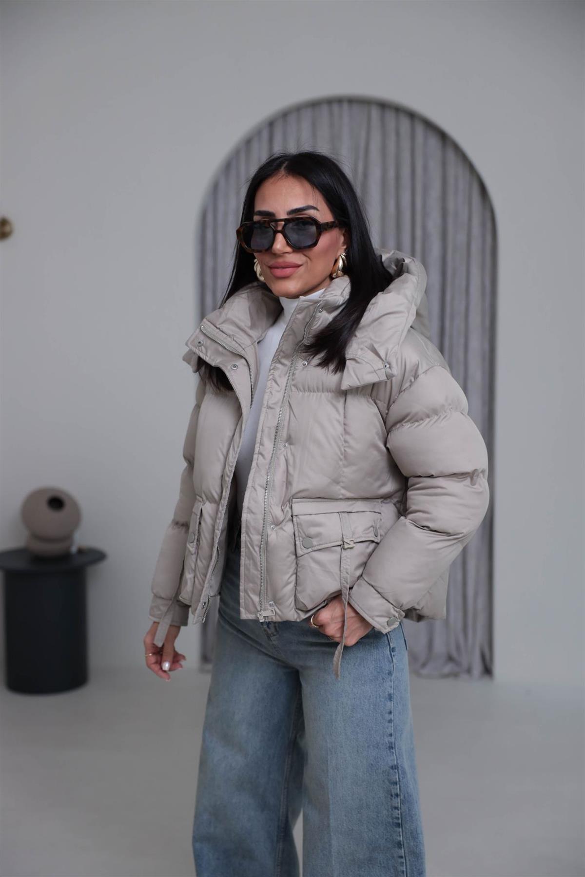 2733 Cep Toka Detay Şişme Mont TAŞ