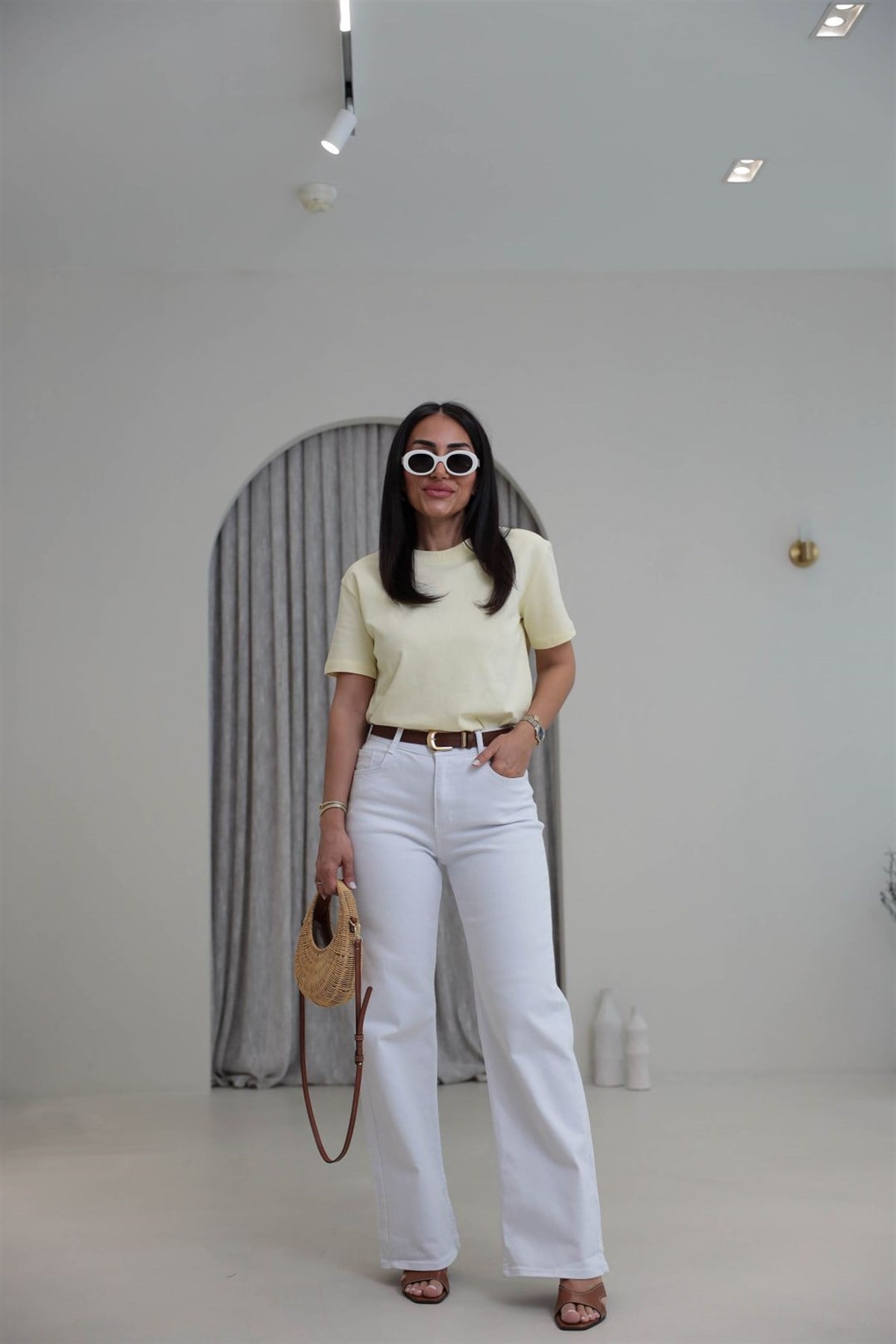 488 Likralı Wide Leg Jean BEYAZ