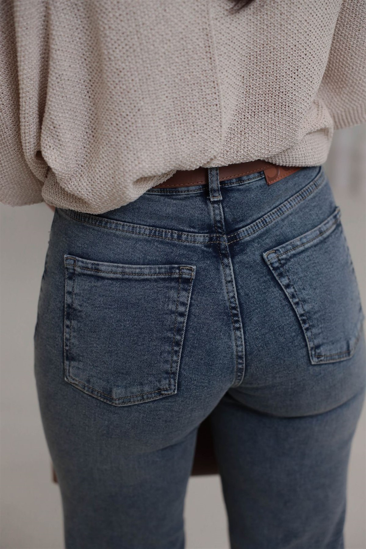 1001 Kemerli Wide Leg Pantolon TİNTLİ MAVİ