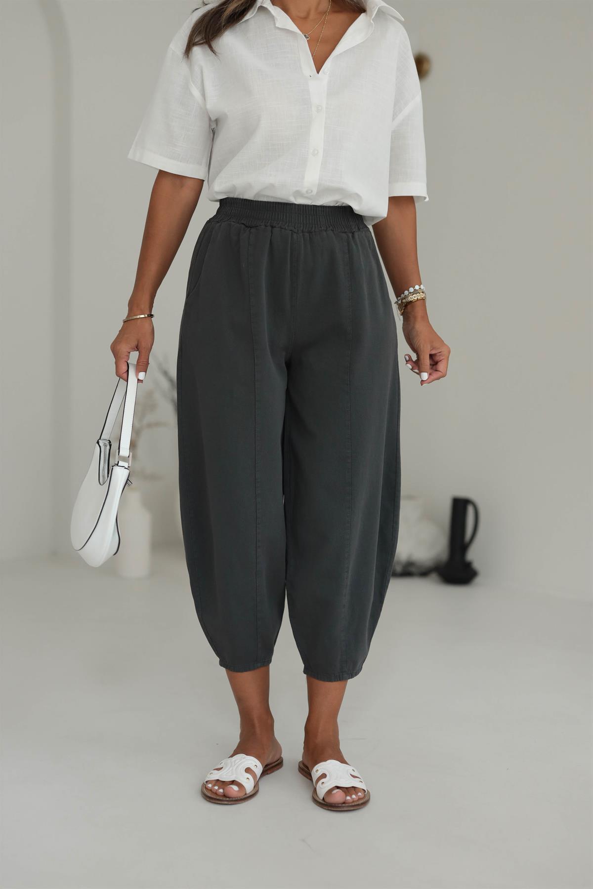 Bel Lastikli Rahat Kalıp Pantolon