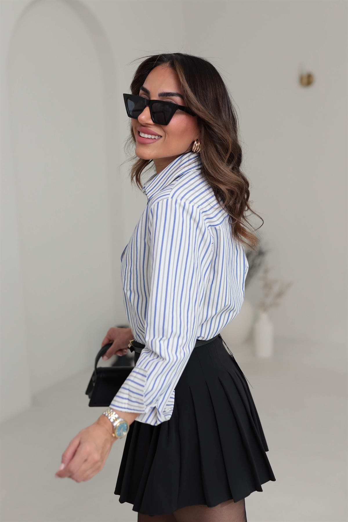 6589 Çizgili Gömlek MAVİ