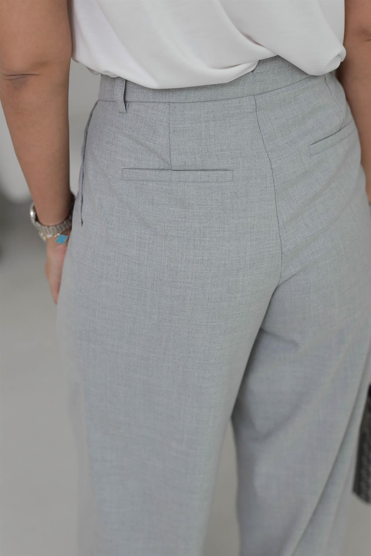 0997 Pensli Palazzo Pantolon AÇIK GRİ