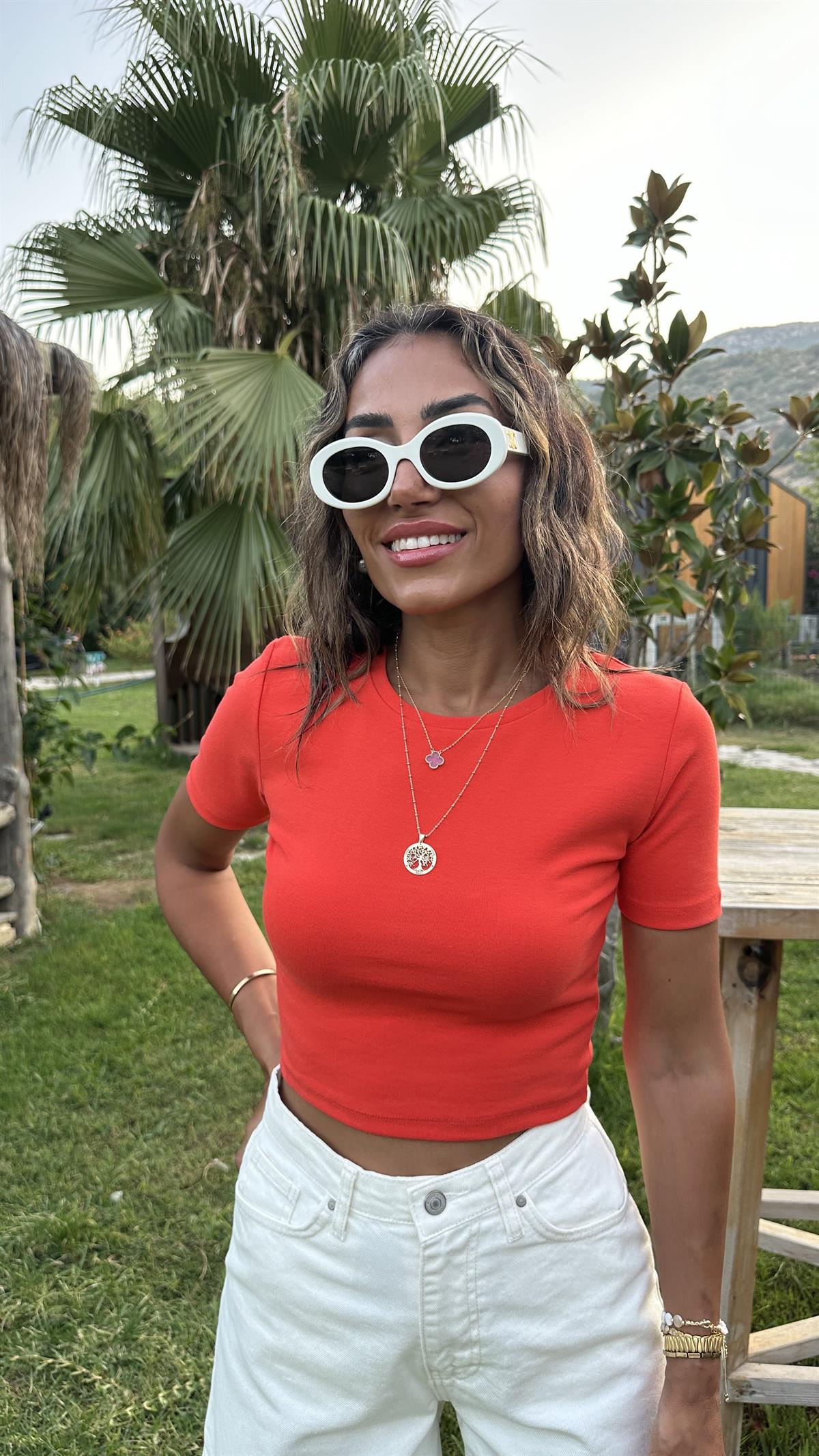 0124 Pamuklu Crop Tshirt