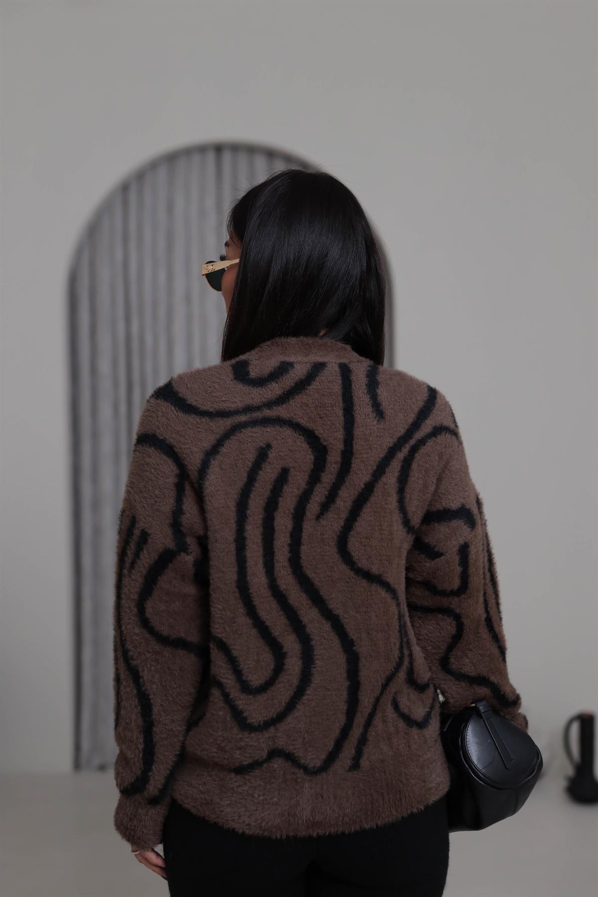 5130 Desenli Yumoş Hırka KAHVE