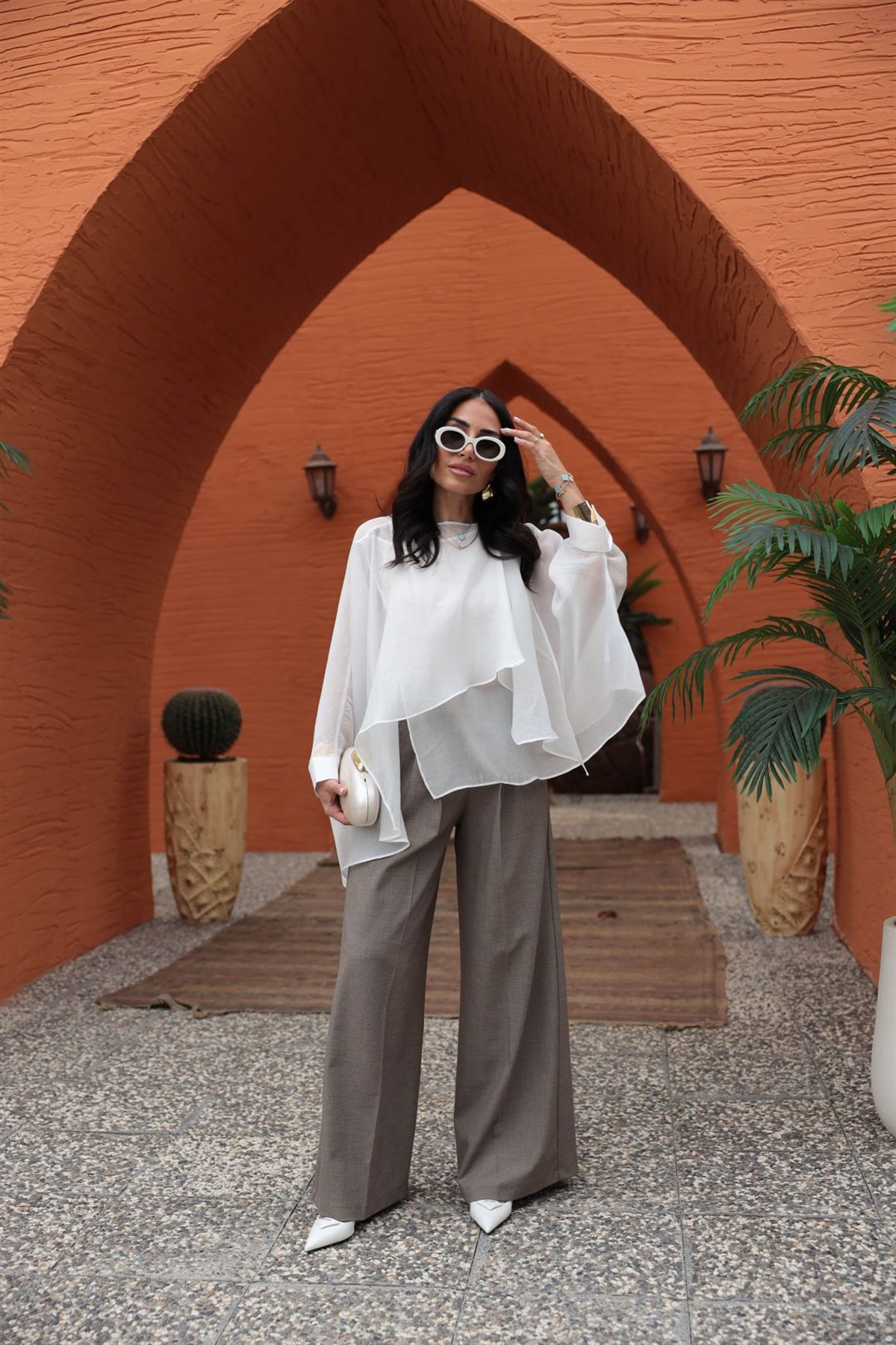 7363 Önü Pileli Geniş Paça Pantolon KAHVE