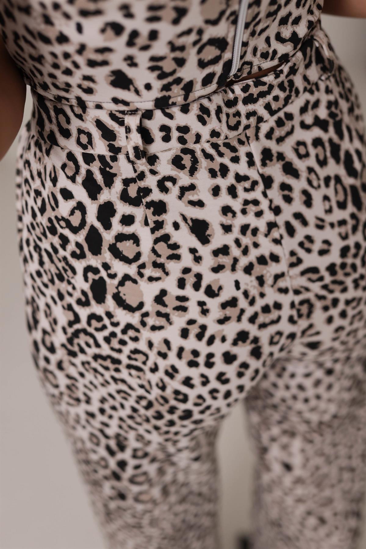 9221 Leopar Desen Çimalı Rahat Pantolon LEOPAR
