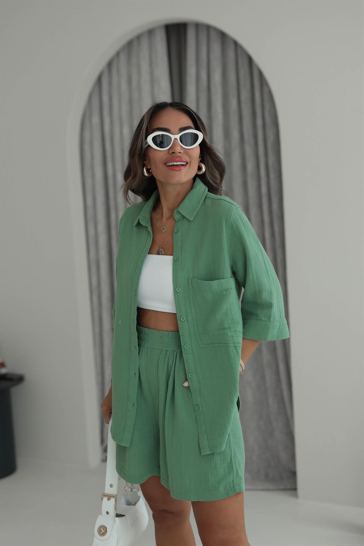 4965 Müslin Gömlek & Şort Takım